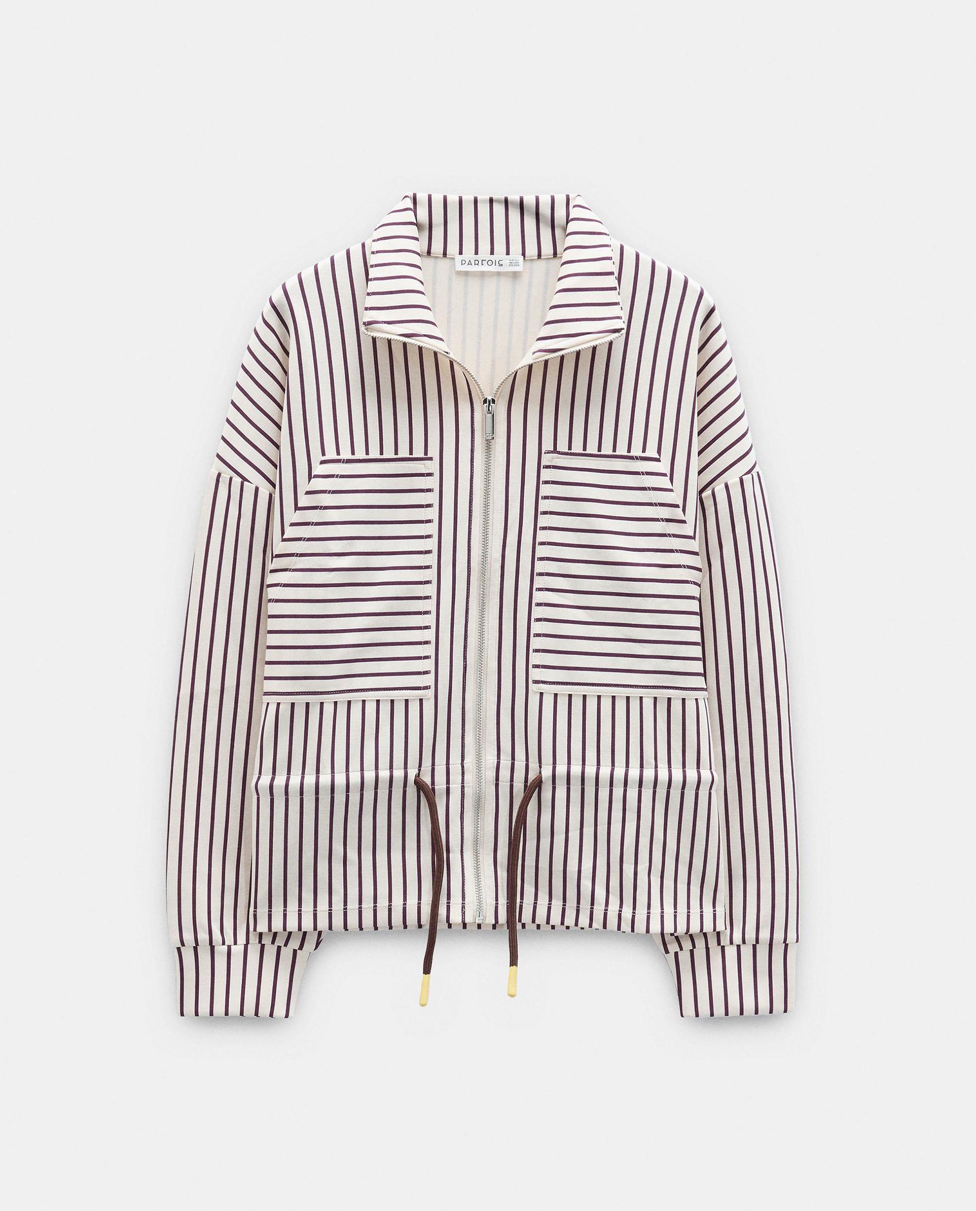 Chaqueta de mujer con cierre de cremallera y estampado de rayas - Parfois - Crudo Crudo-7