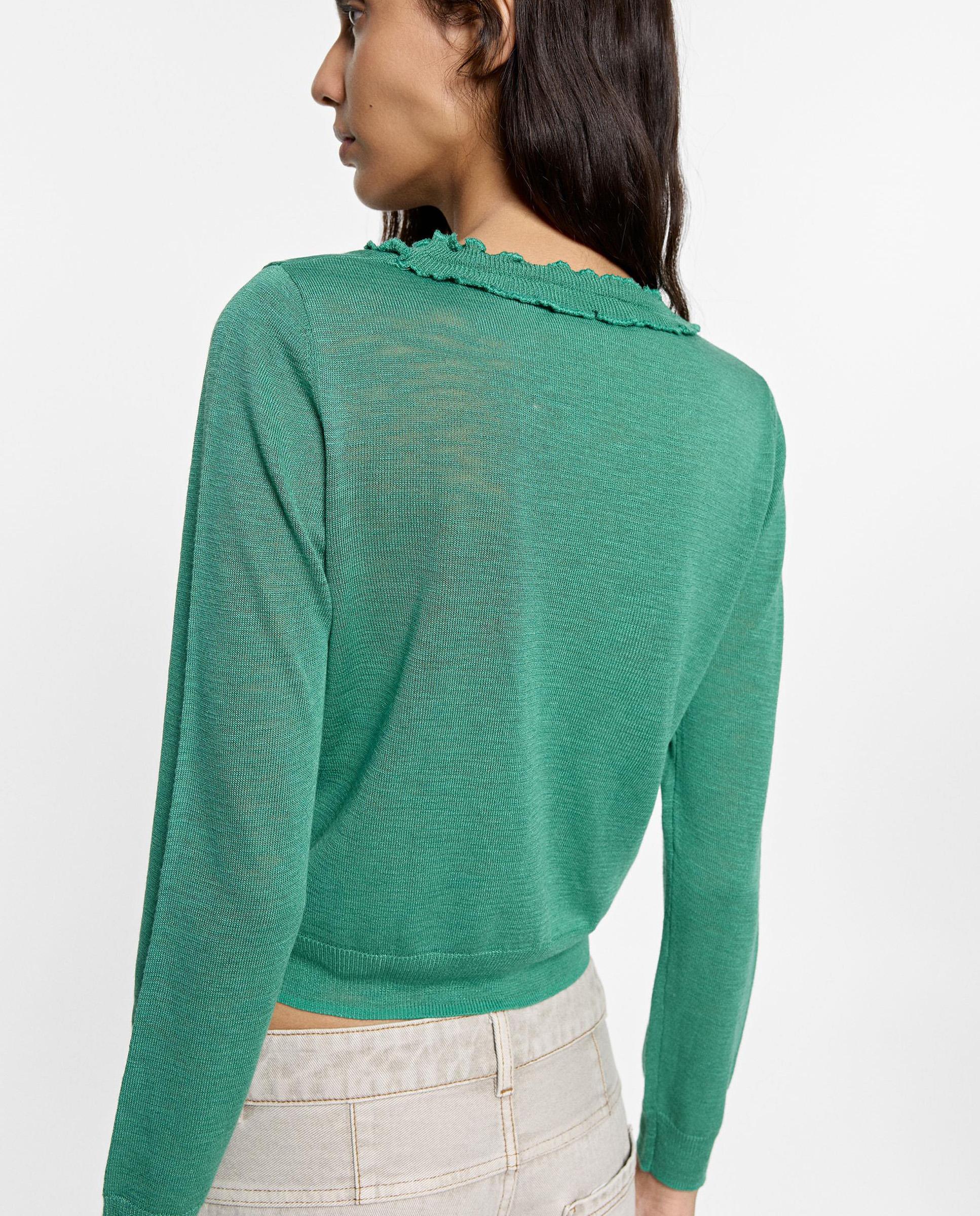Cárdigan de mujer de punto con bordados - Parfois - Verde Verde-3