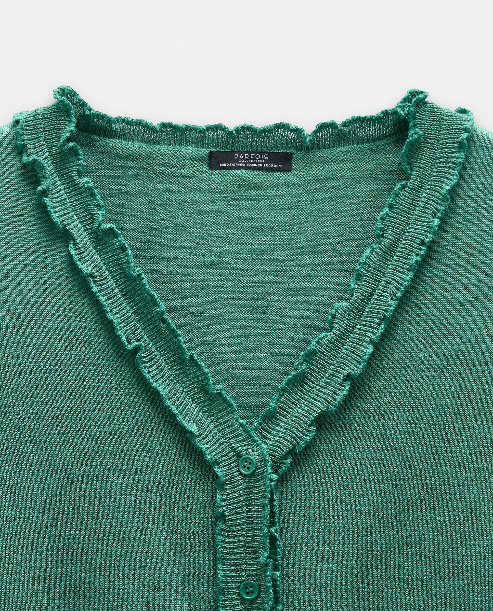 Cárdigan de mujer de punto con bordados - Parfois - Verde Verde-5