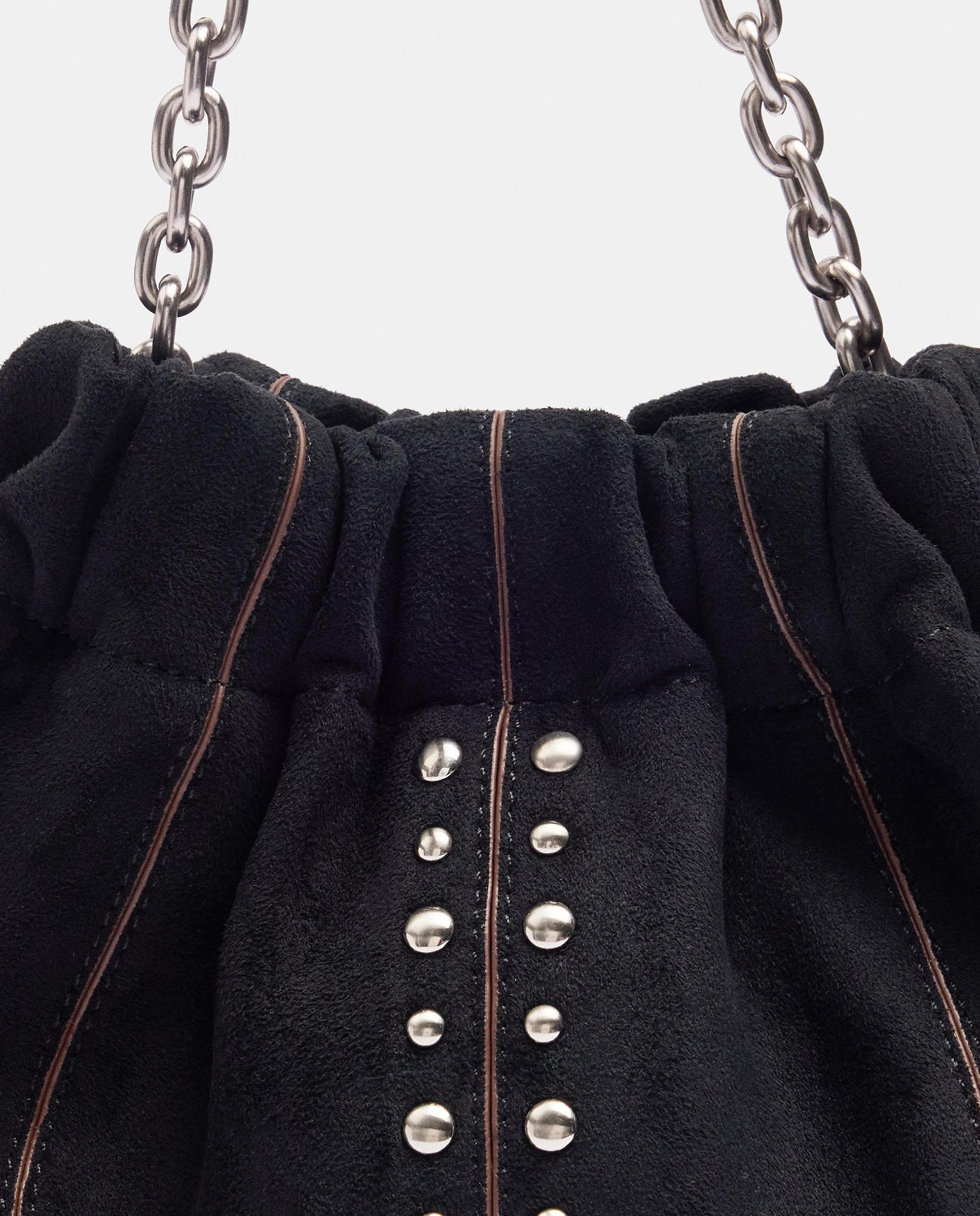 Bolso de hombro estilo cubo con tachuelas decorativas en liso - Parfois - Negro Negro-4