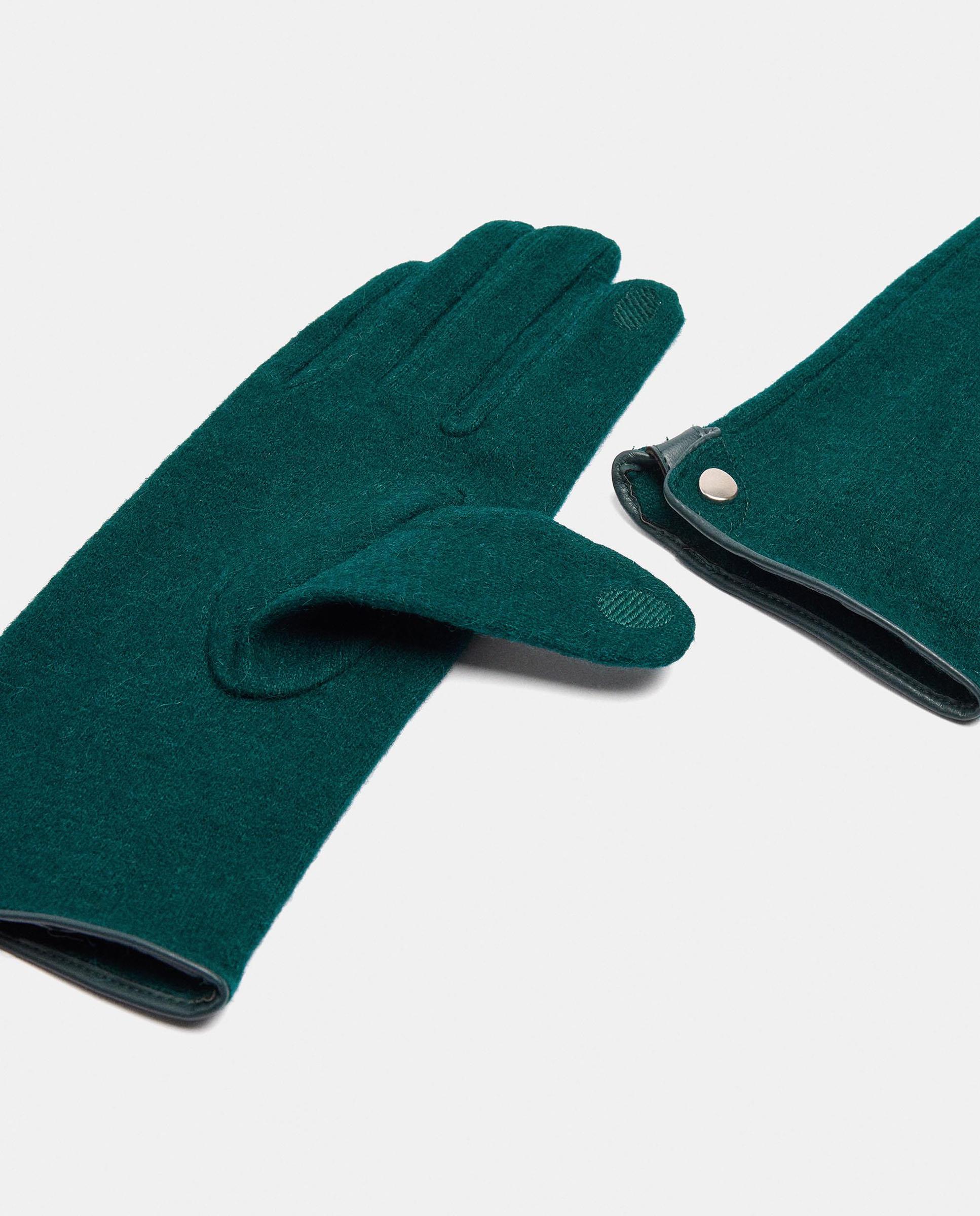 Guantes de punto de mujer 100% lana en liso - Parfois - Verde Verde-2