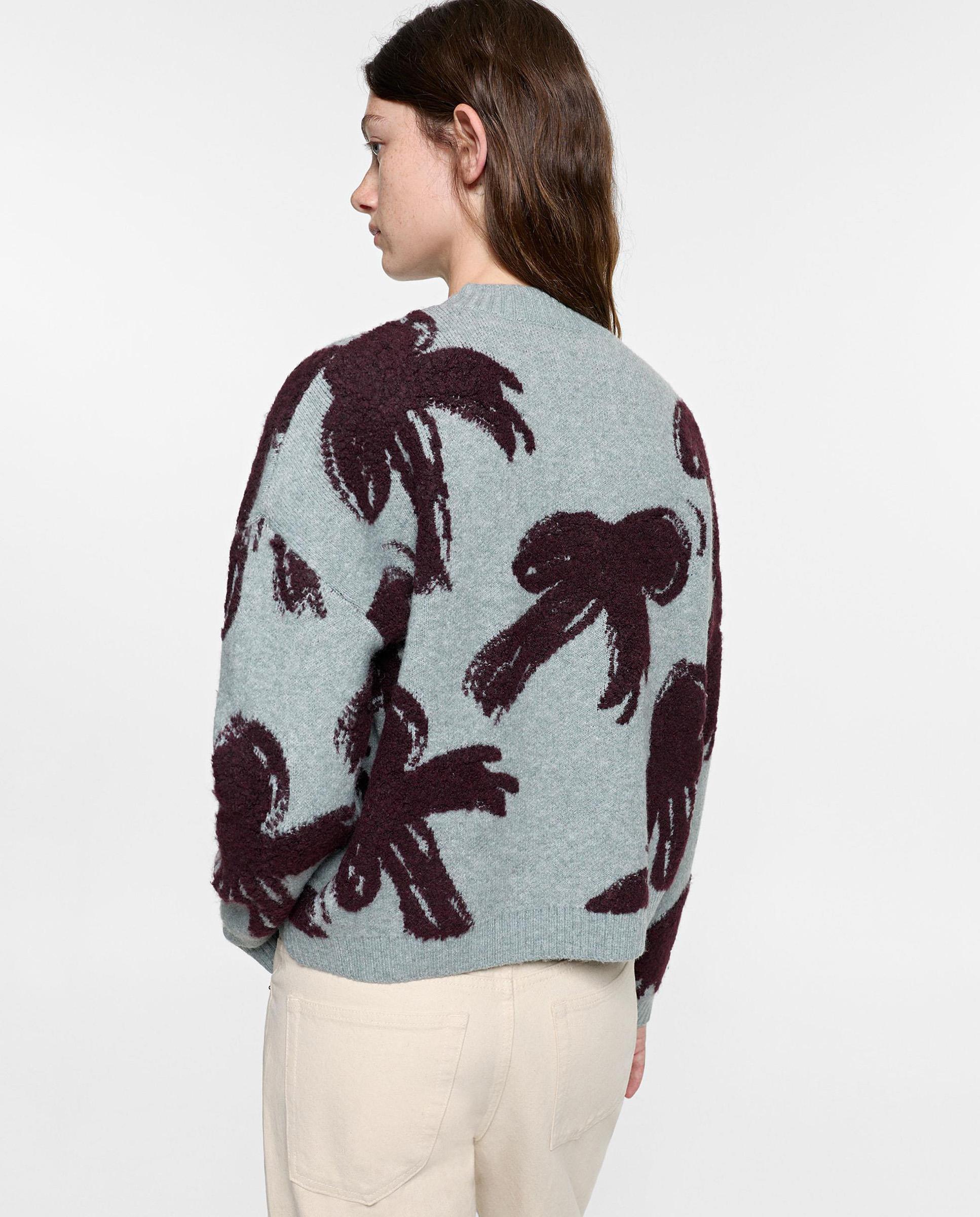 Jersey de mujer de punto jacquard y estampado de lazos - Parfois - Gris claro Gris claro-4