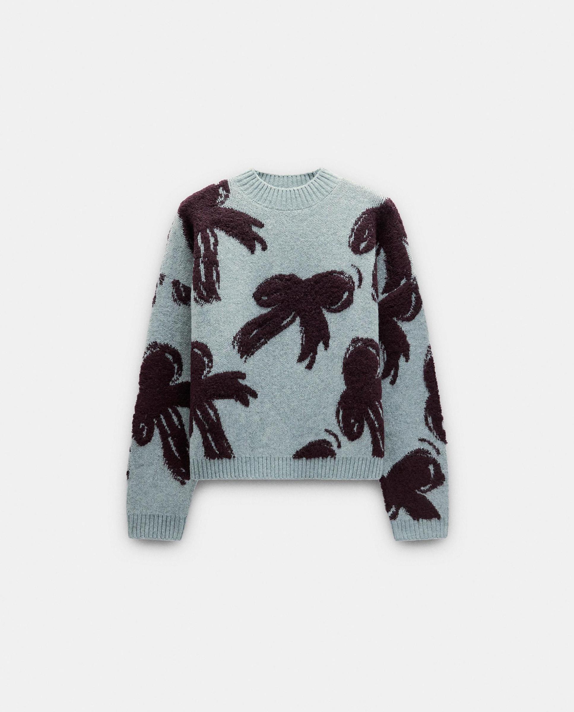 Jersey de mujer de punto jacquard y estampado de lazos - Parfois - Gris claro Gris claro-6