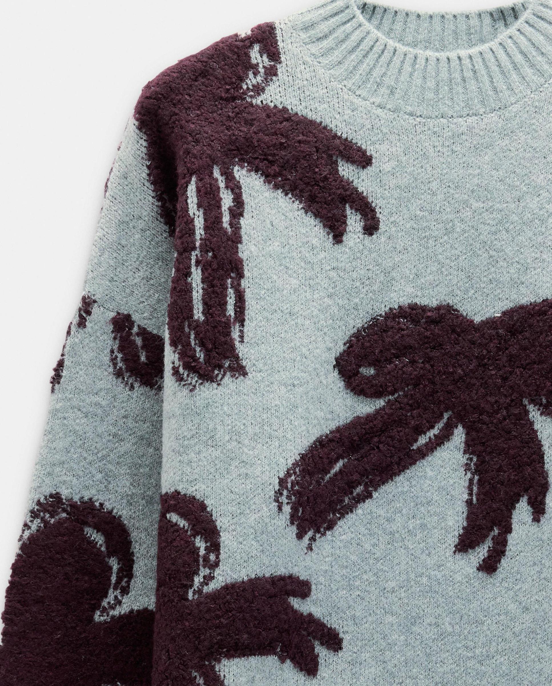 Jersey de mujer de punto jacquard y estampado de lazos - Parfois - Gris claro Gris claro-5