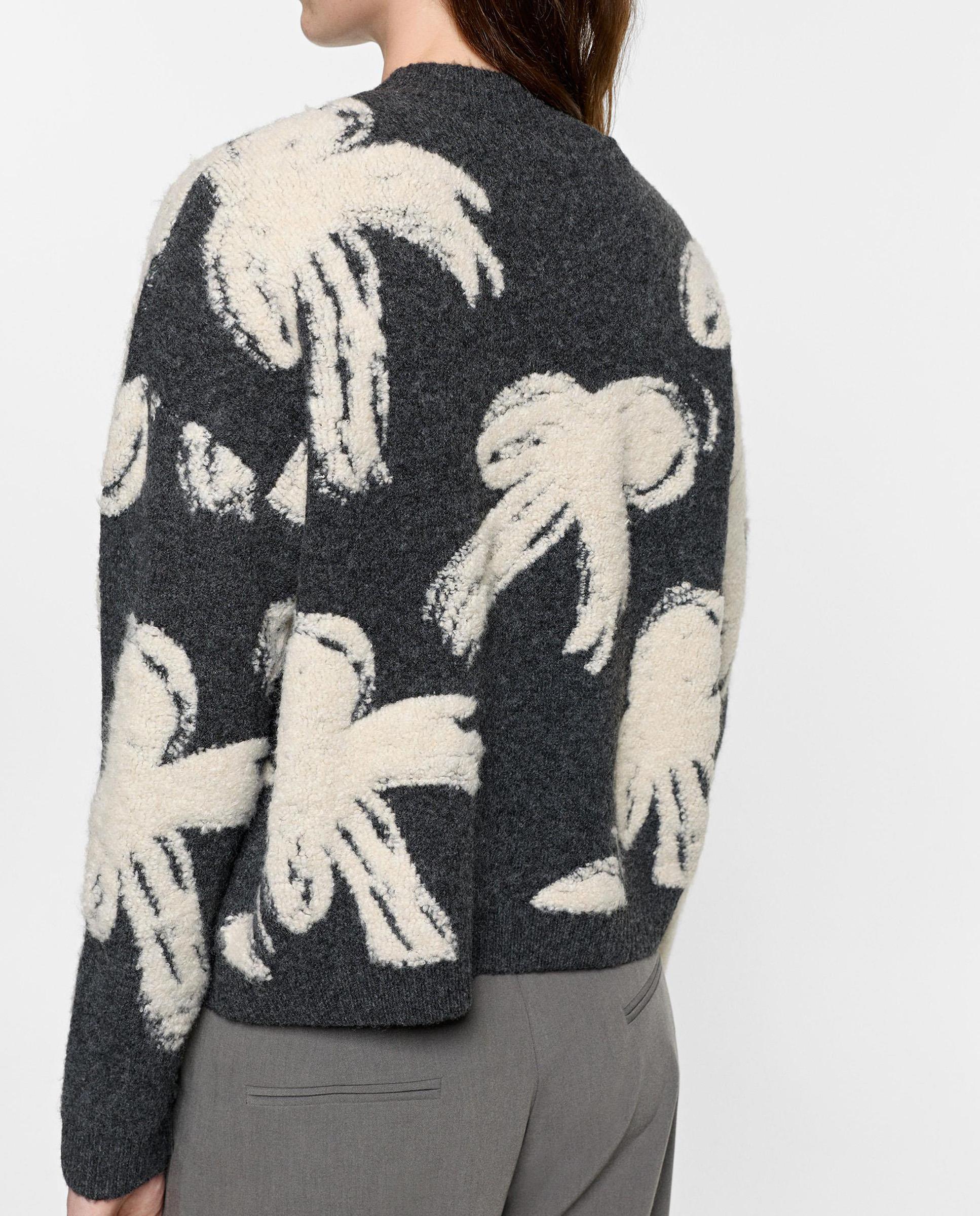 Jersey de mujer de punto jacquard y estampado de lazos - Parfois - Gris oscuro Gris oscuro-4
