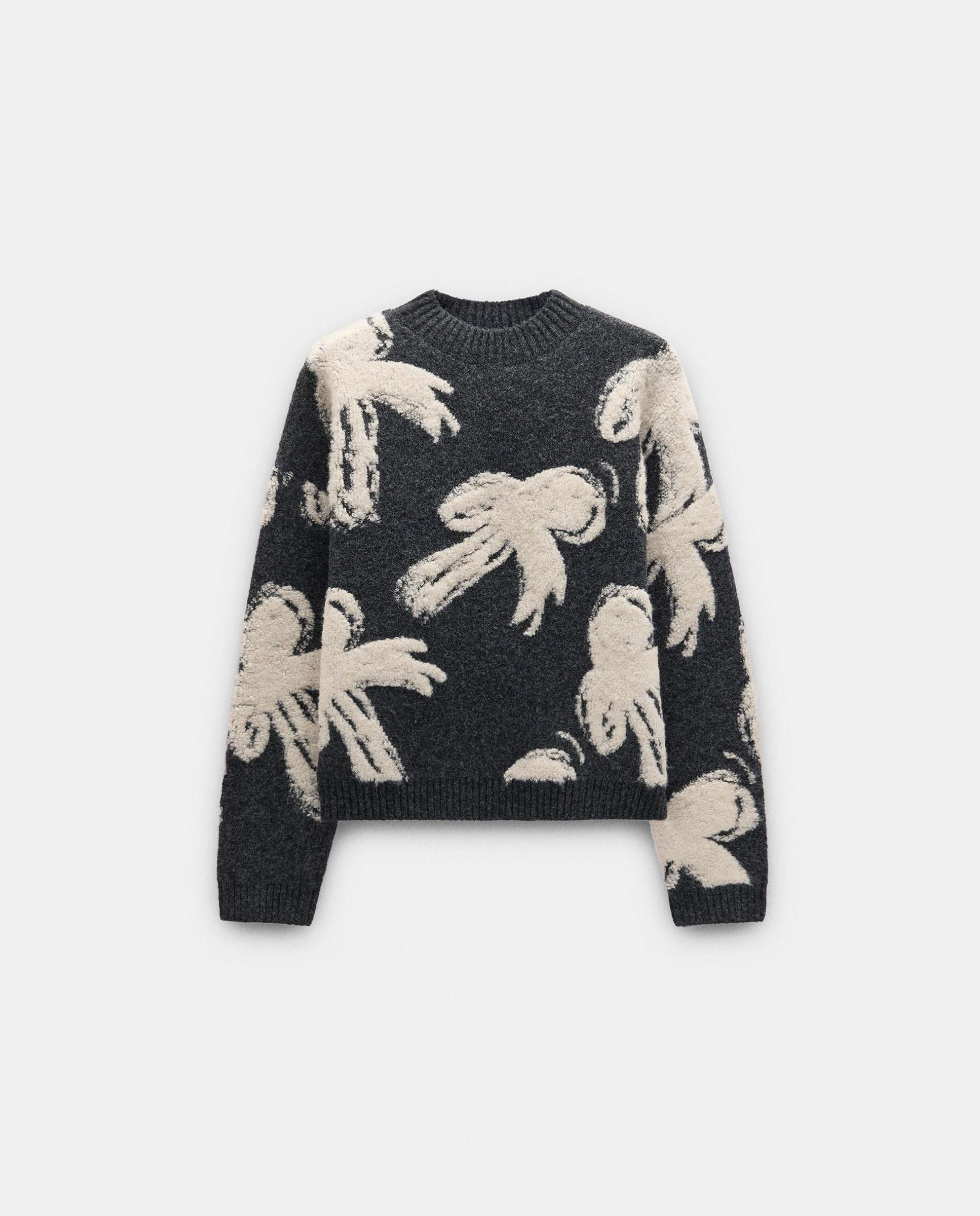 Jersey de mujer de punto jacquard y estampado de lazos - Parfois - Gris oscuro Gris oscuro-6