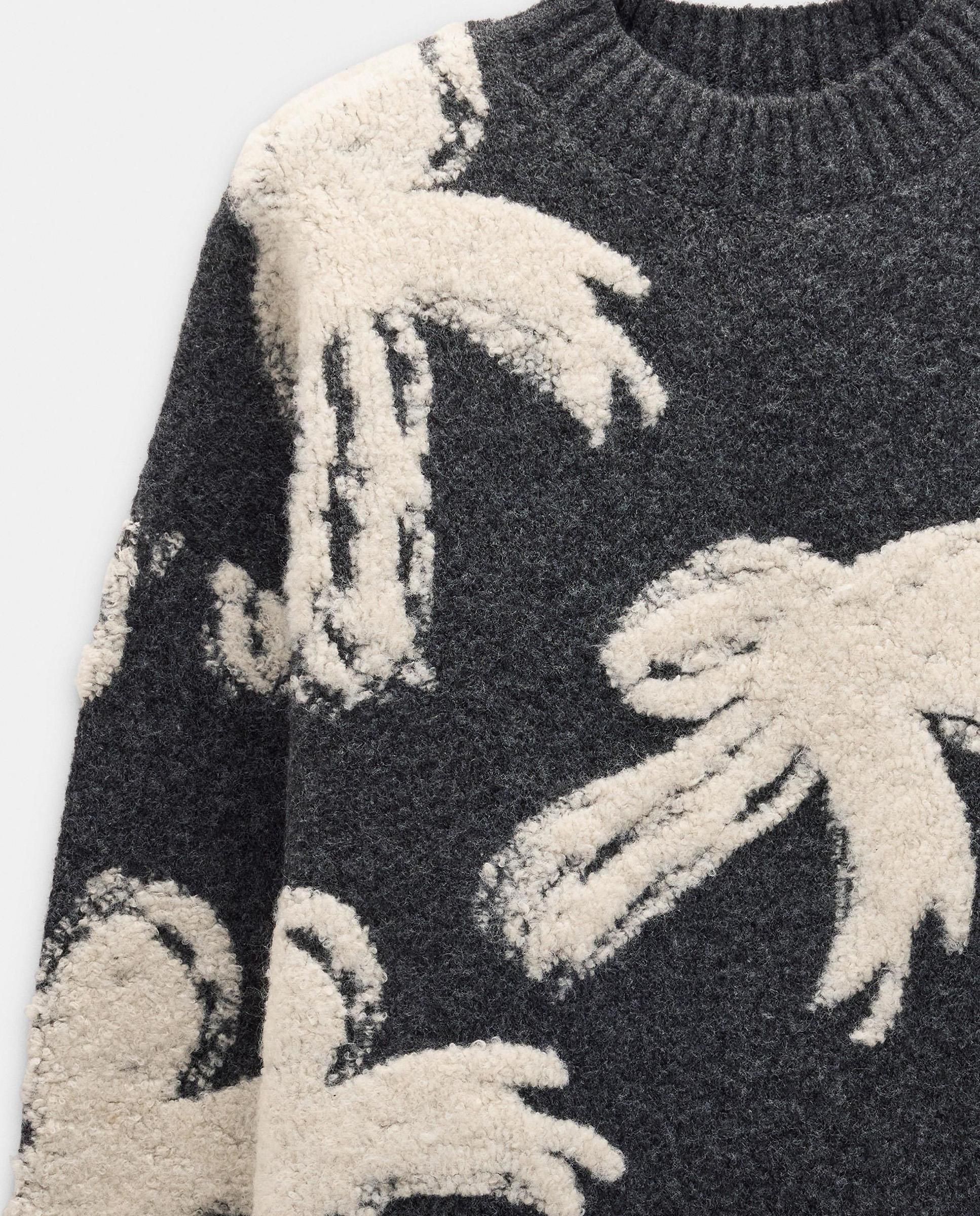 Jersey de mujer de punto jacquard y estampado de lazos - Parfois - Gris oscuro Gris oscuro-5