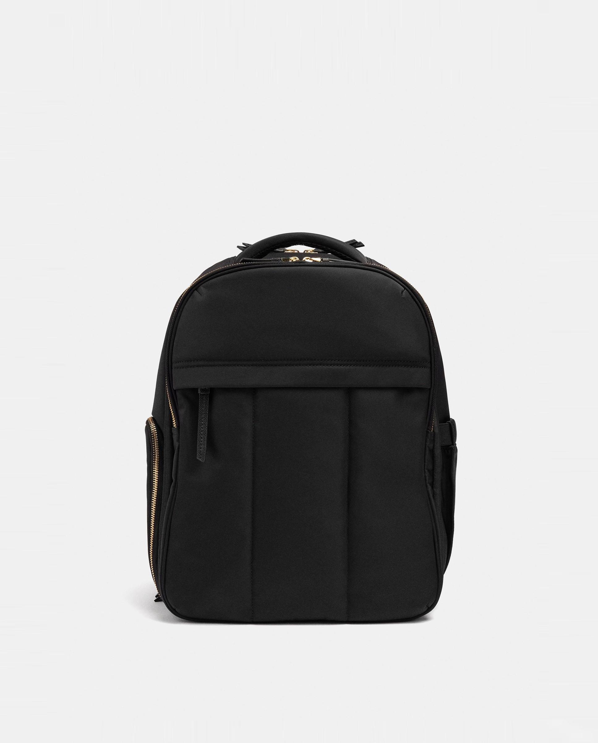 Imagen 0 de Mochila de mujer con varios compartimentos y cierre de cremallera en liso Negro