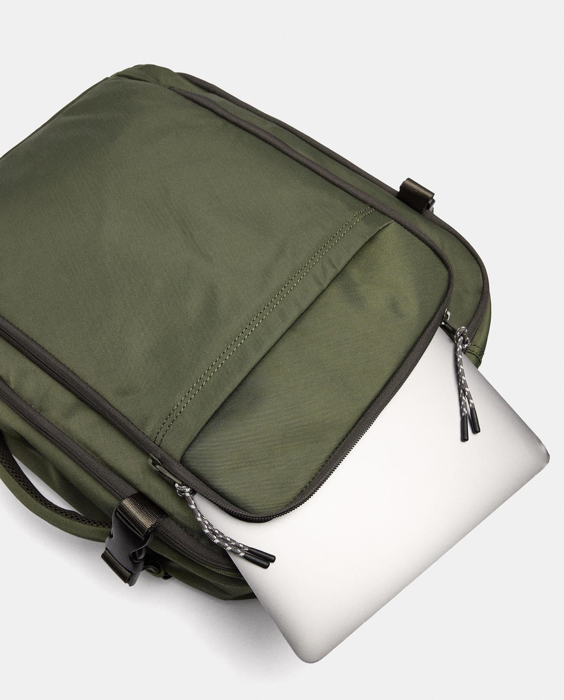 Mochila de mujer con varios compartimentos y cierre de cremallera en liso - Parfois - Kaki Kaki-4