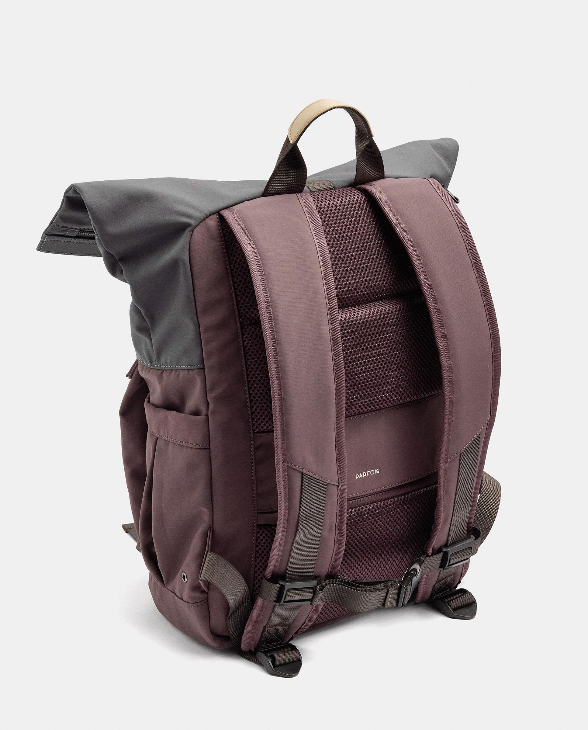 Mochila de mujer con varios compartimentos y cierre de botón en liso - Parfois - Burdeos Burdeos-2