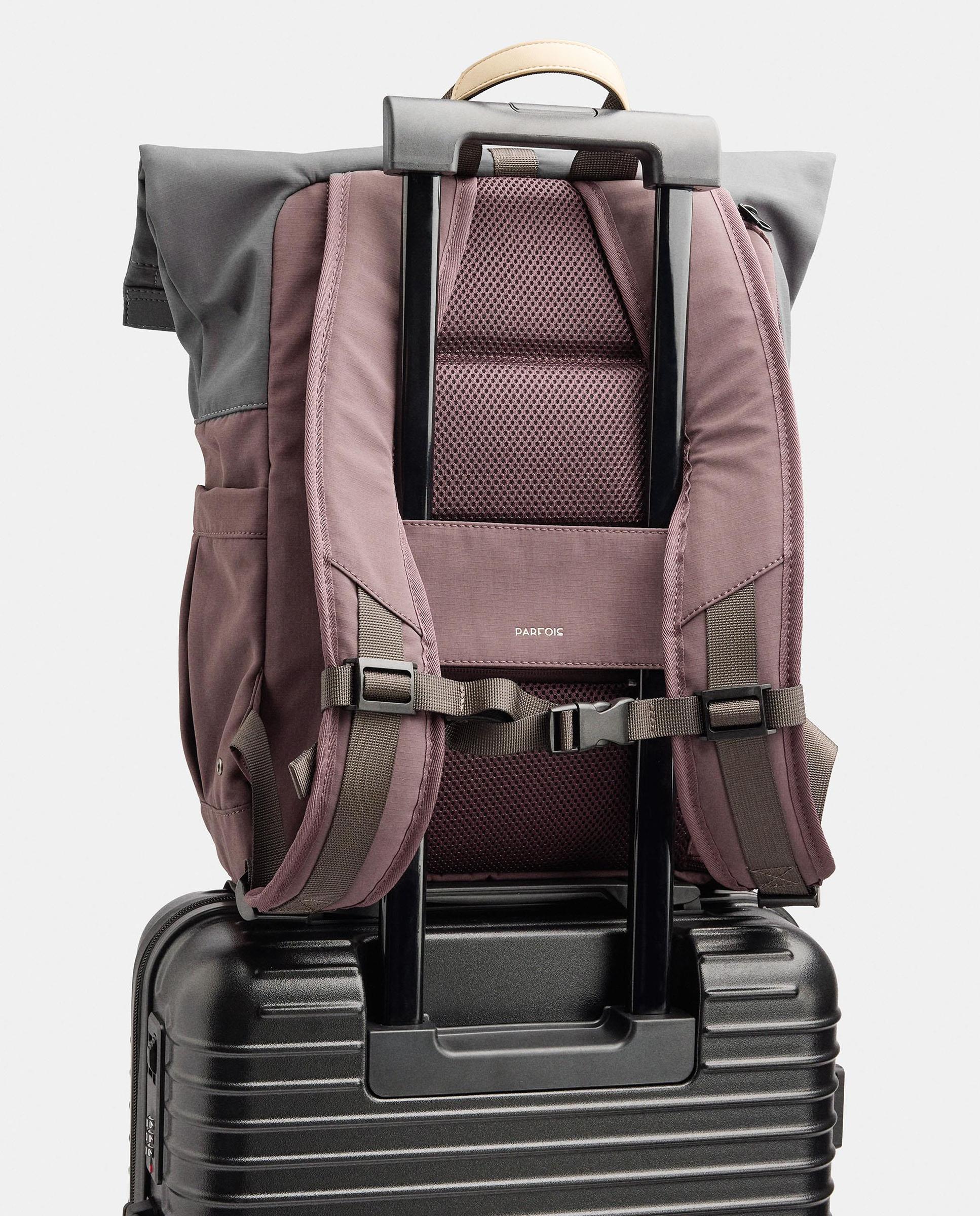 Mochila de mujer con varios compartimentos y cierre de botón en liso - Parfois - Burdeos Burdeos-5