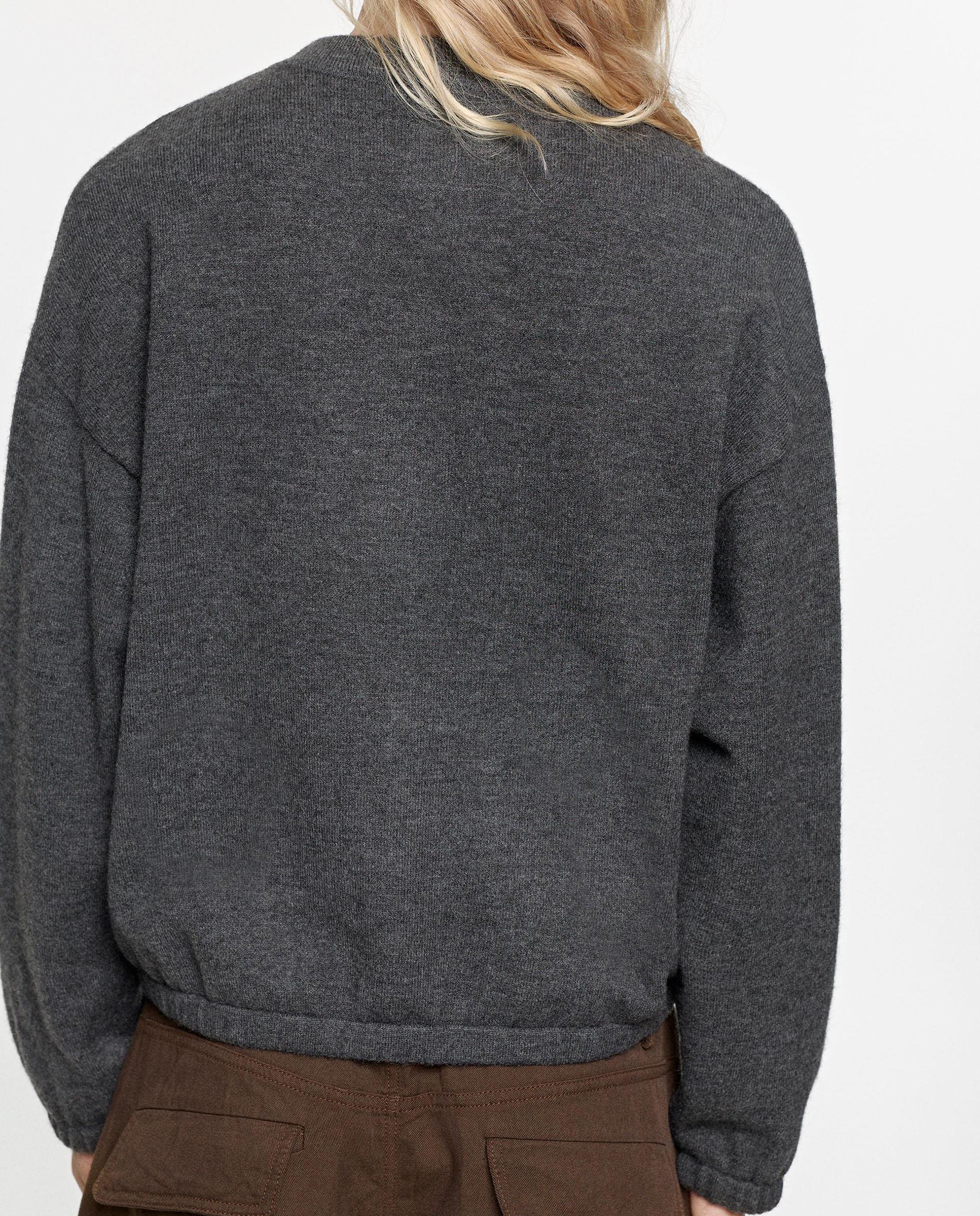 Cárdigan de mujer de punto con cuello redondo y cierre de cremallera - Parfois - Gris Gris-5