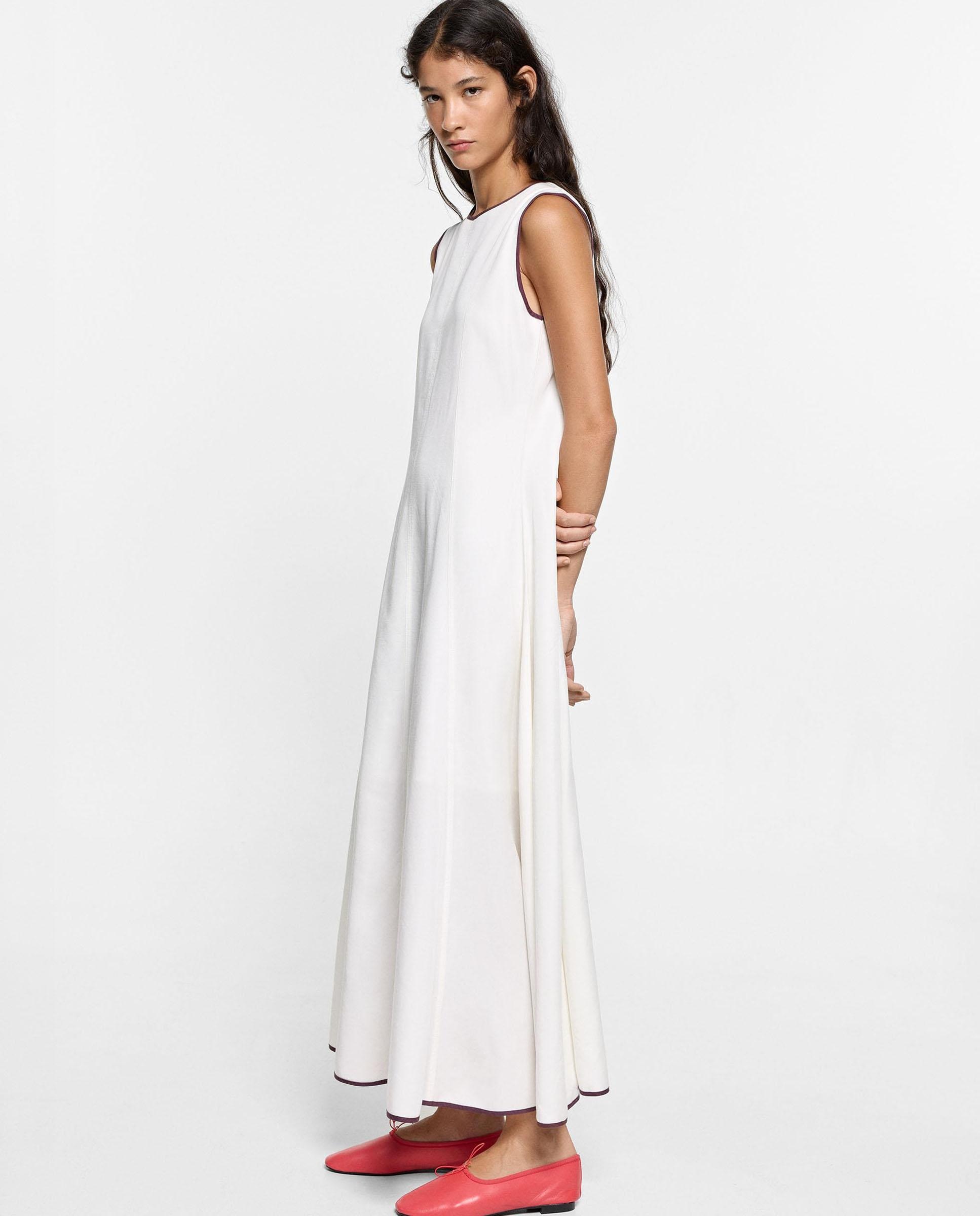 Vestido largo 100% liocel sin mangas - Parfois - Blanco Blanco-2