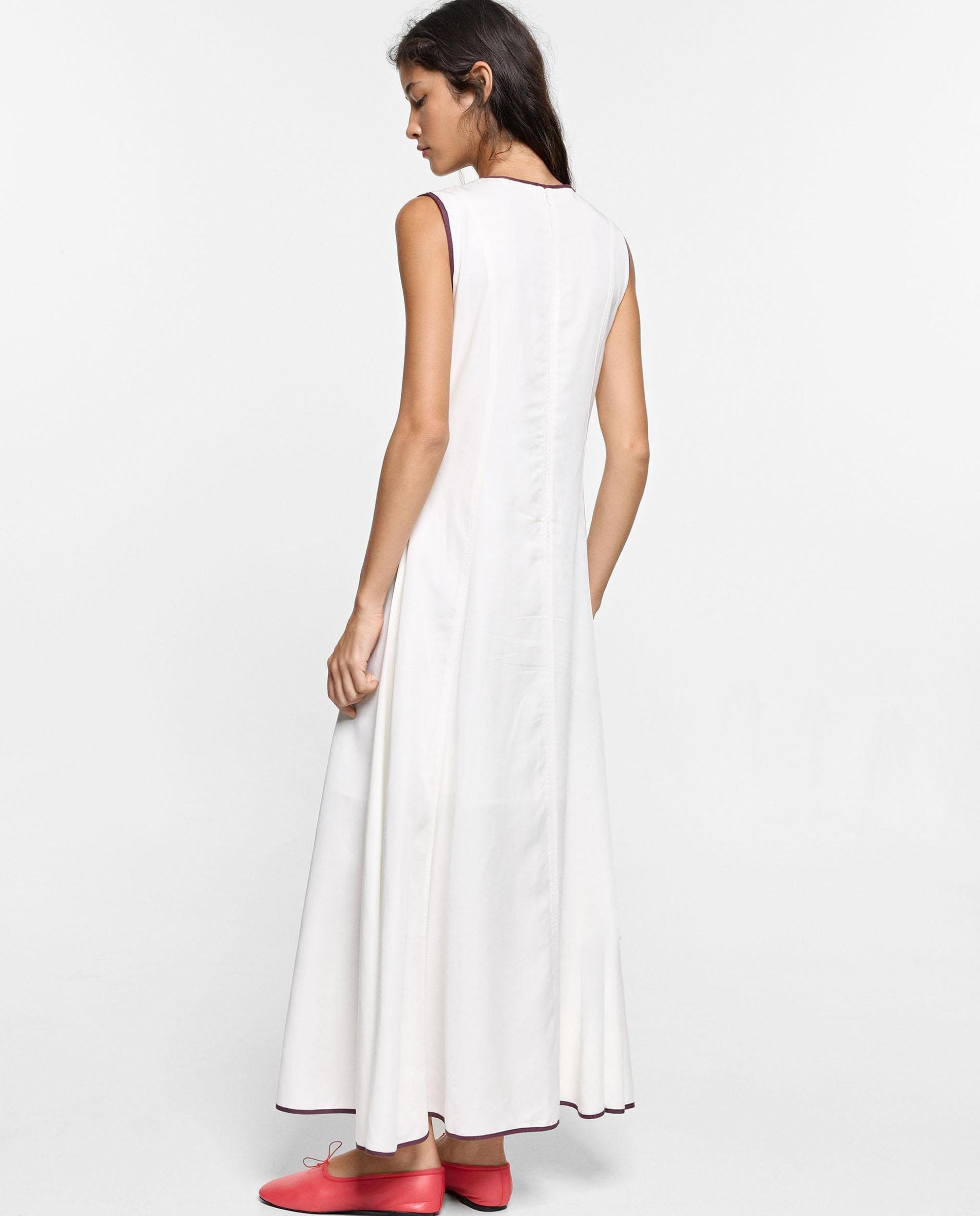 Vestido largo 100% liocel sin mangas - Parfois - Blanco Blanco-3