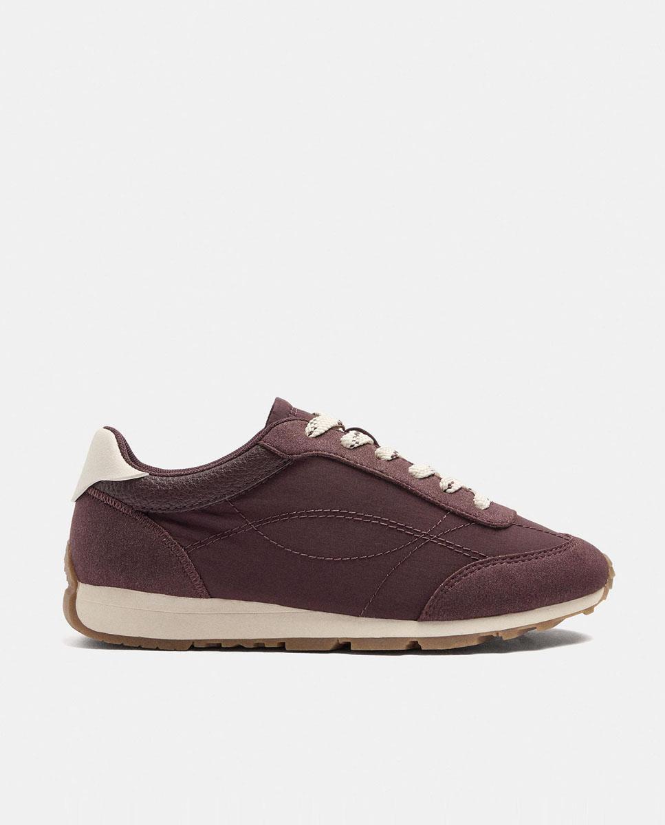 Zapatillas deportivas de mujer con suela a contraste en liso - Parfois - Burdeos Burdeos-1