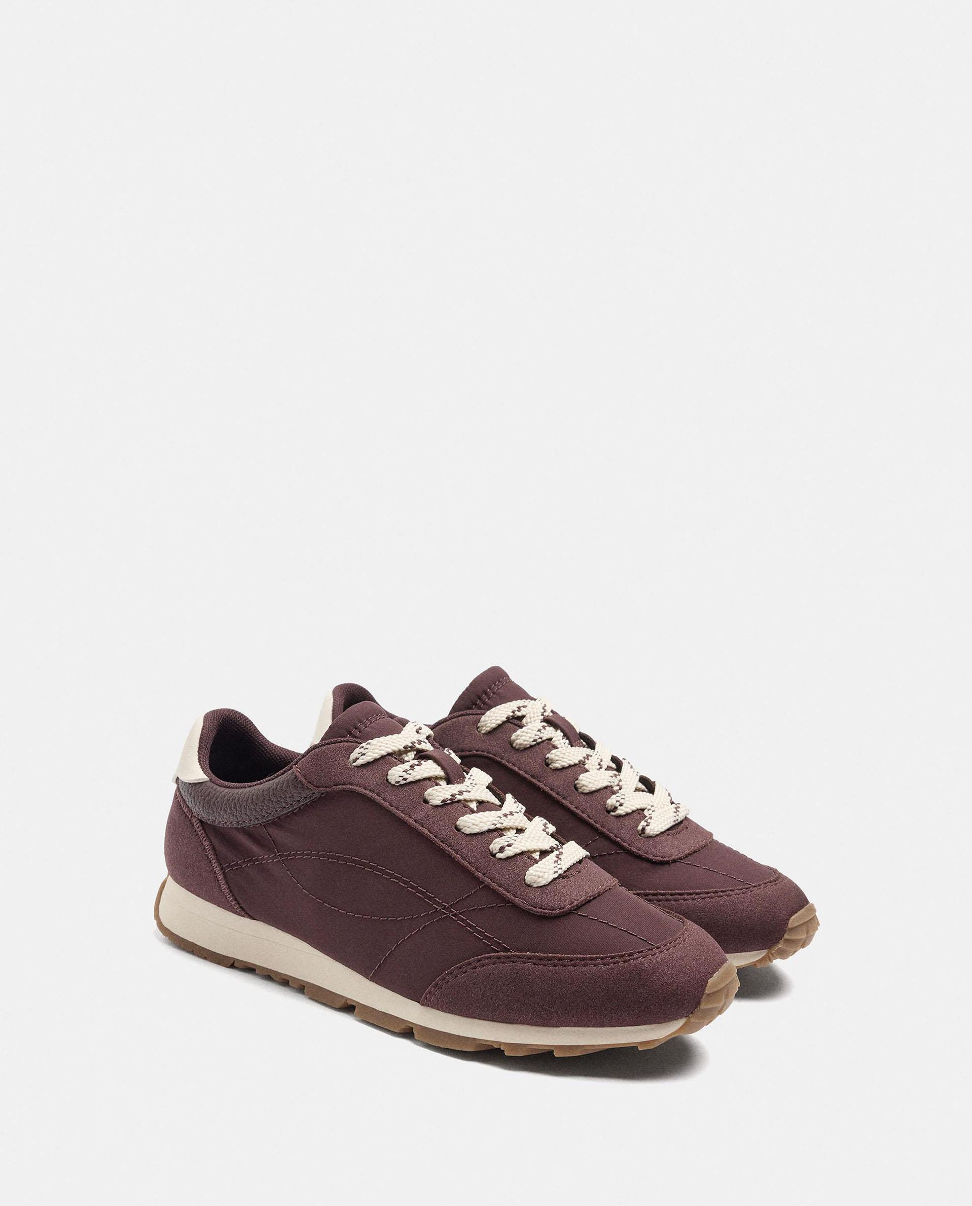 Zapatillas deportivas de mujer con suela a contraste en liso - Parfois - Burdeos Burdeos-2