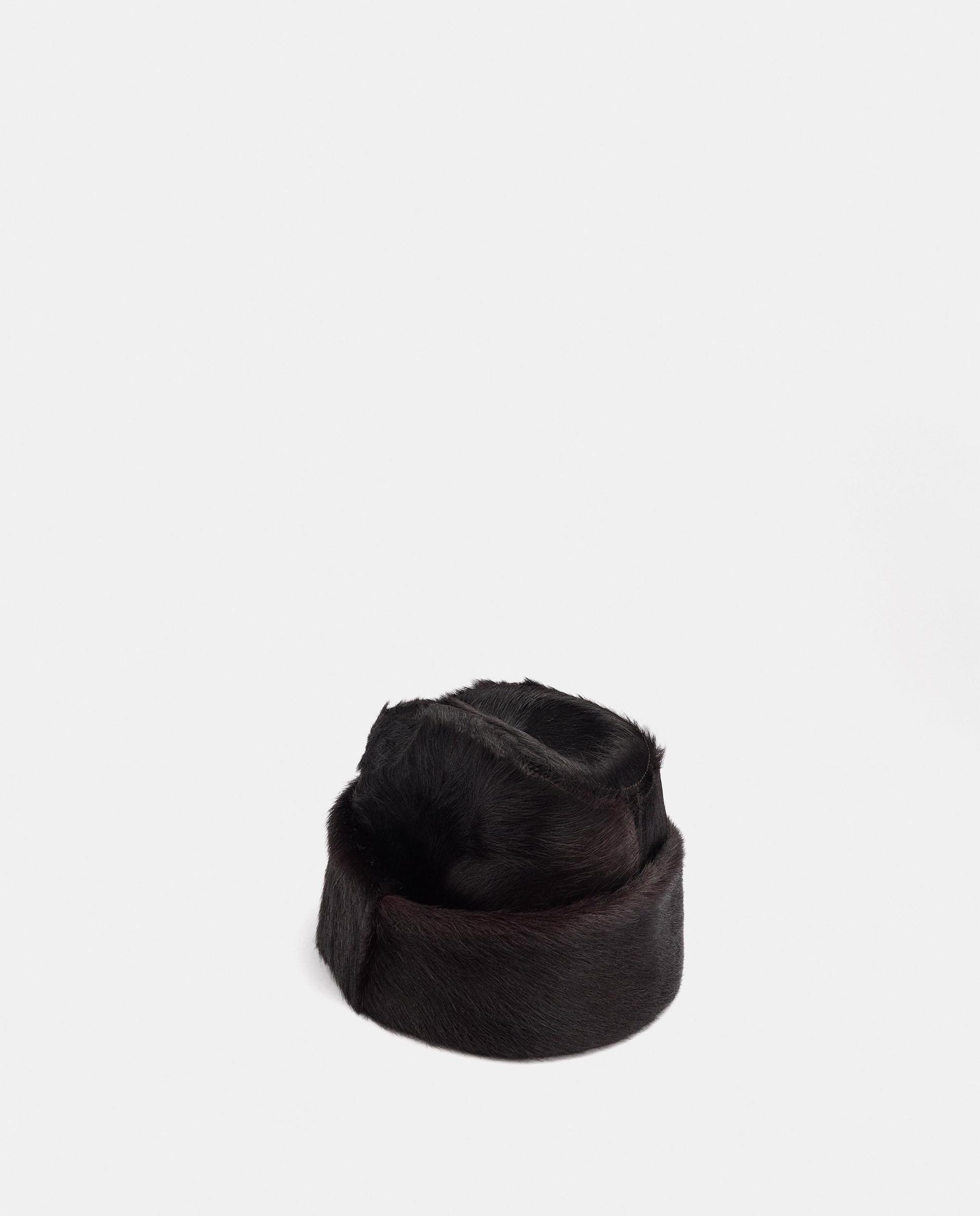Gorro de mujer 100% piel estilo pillbox con pelito - Parfois - Morado Morado-2