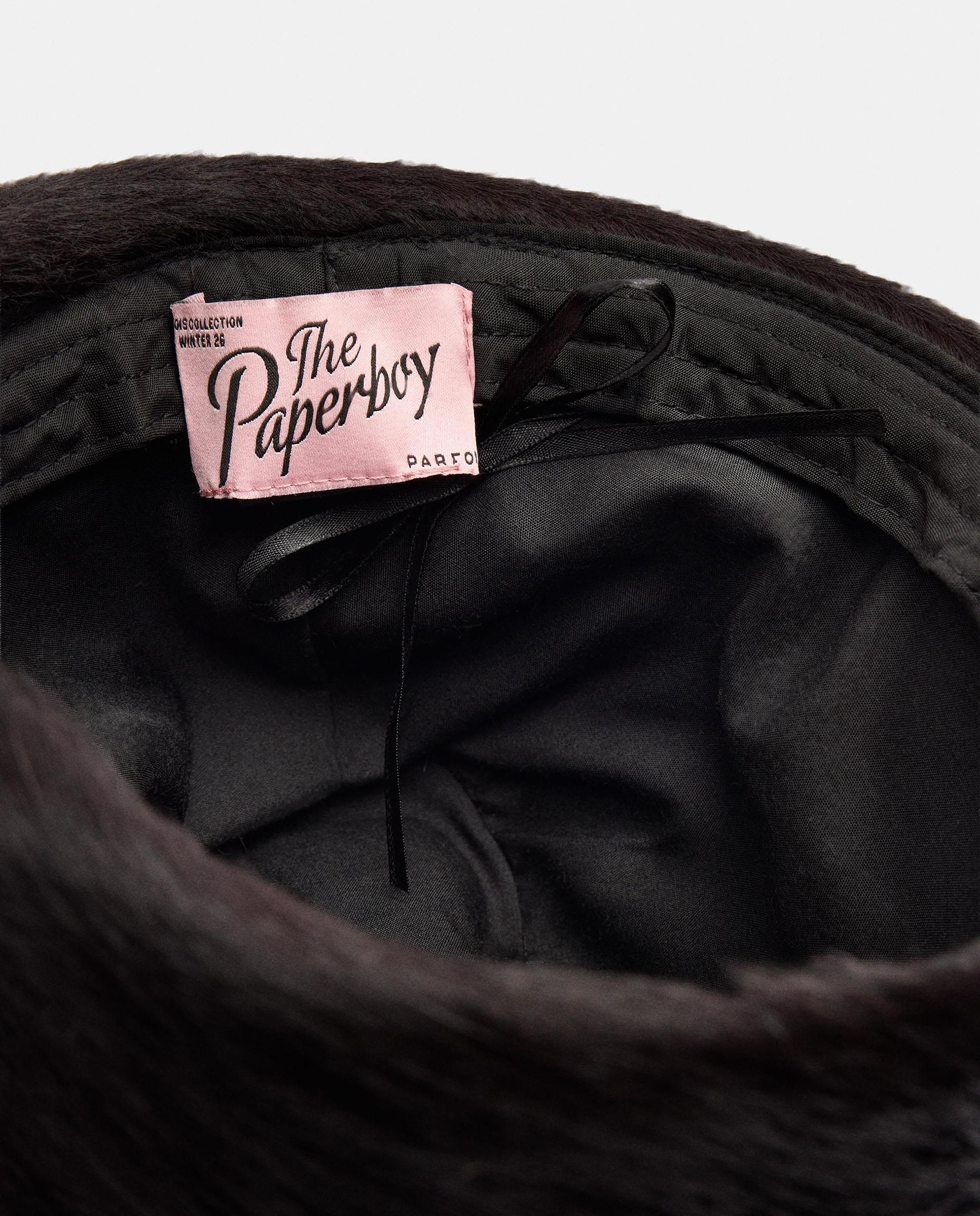 Gorro de mujer 100% piel estilo pillbox con pelito - Parfois - Morado Morado-4