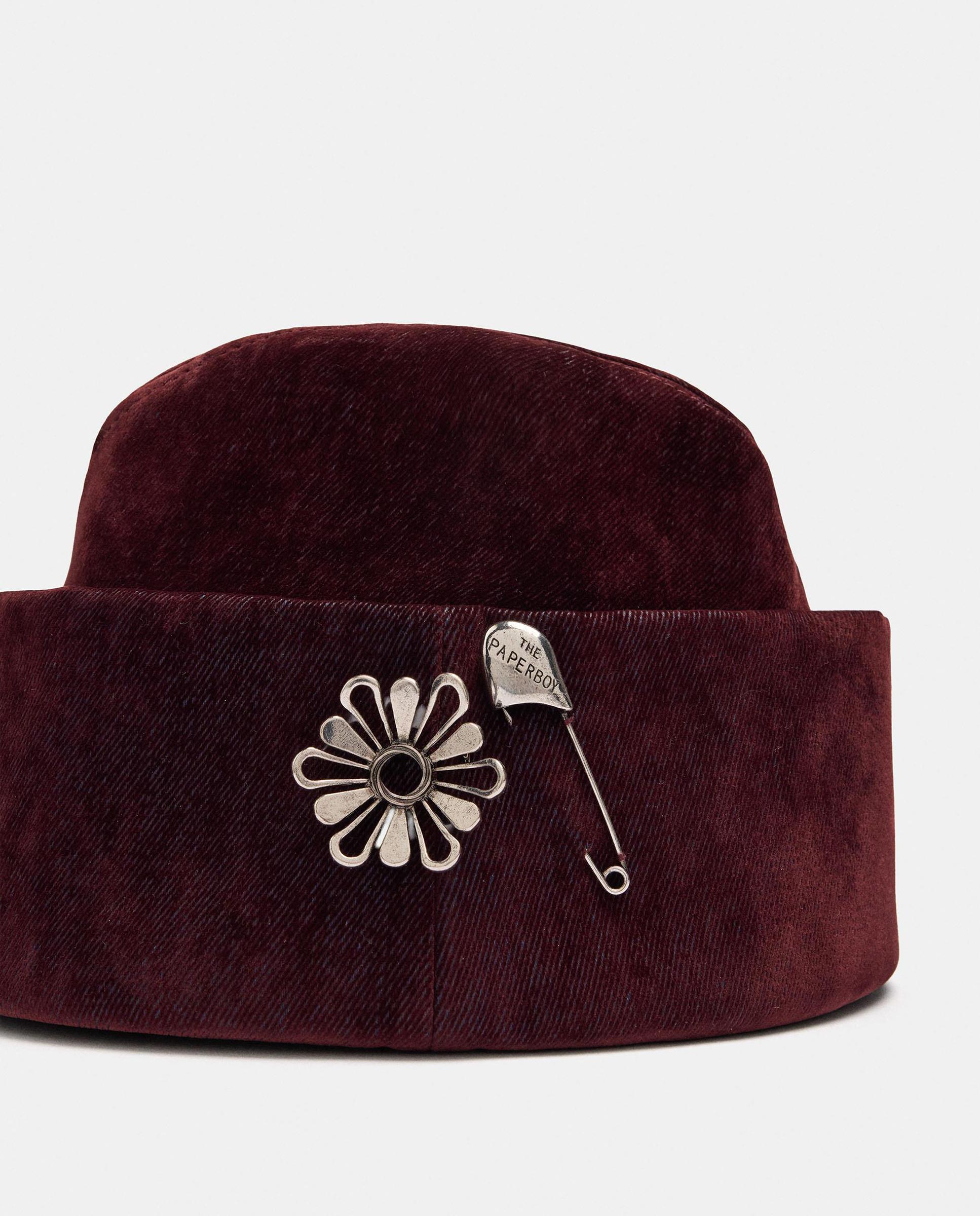 Imagen 3 de Gorro de mujer estilo pillbox con abalorio de flor decorativo - Parfois - Burdeos Burdeos