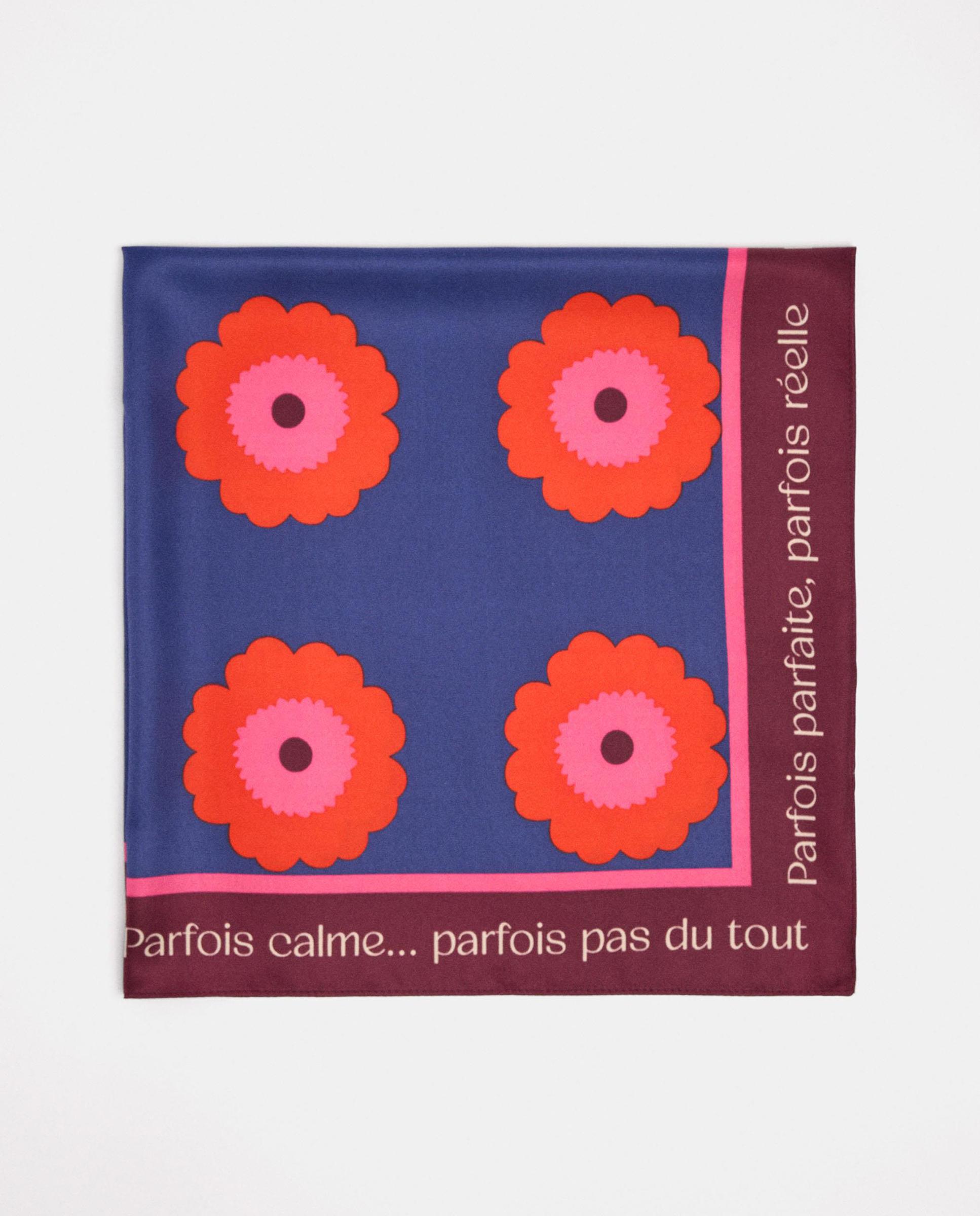 Pañuelo cuadrado con estampado floral - Parfois - Azul Azul-1