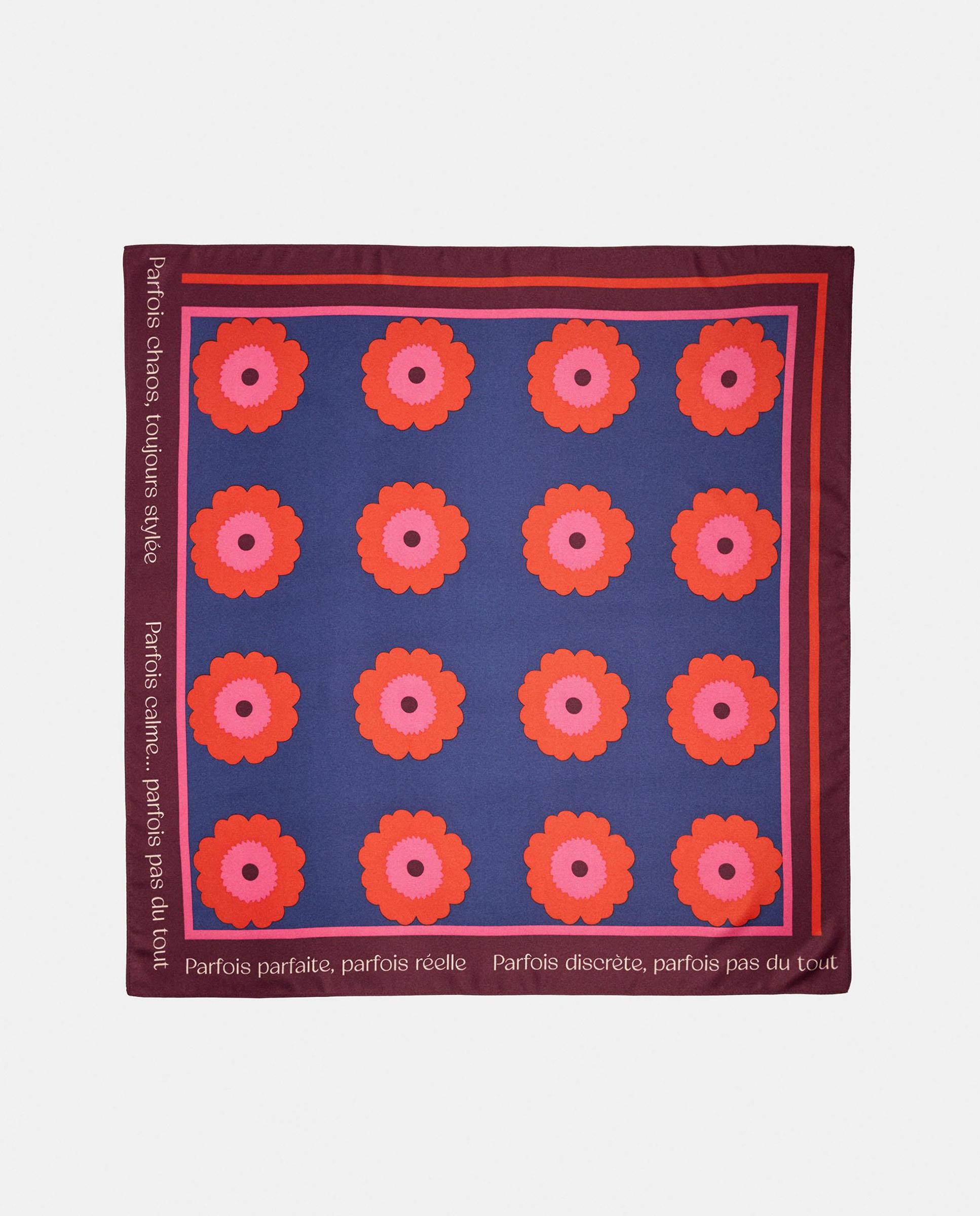 Pañuelo cuadrado con estampado floral - Parfois - Azul Azul-4