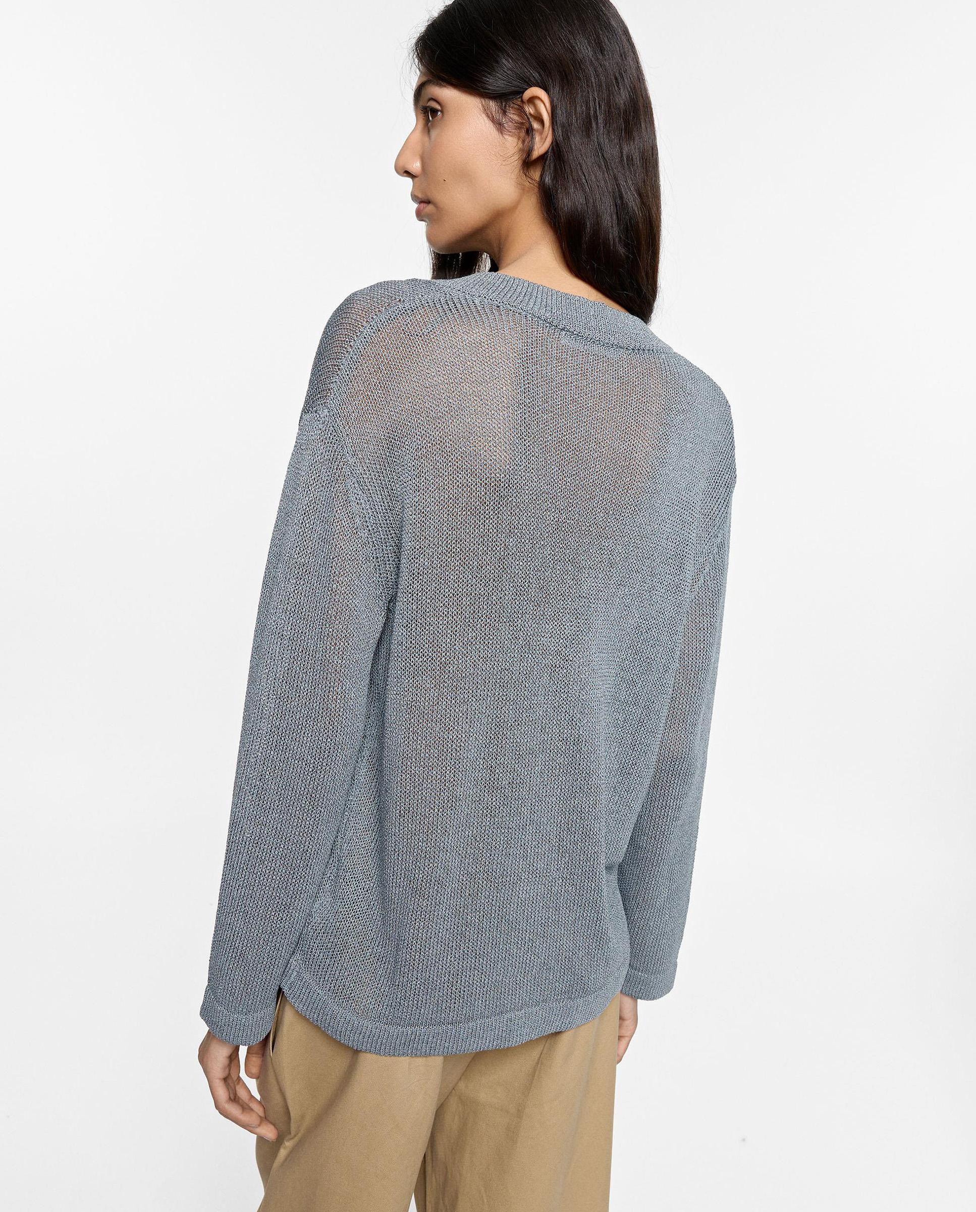 Cárdigan de mujer de punto semitransparente en liso - Parfois - Gris claro Gris claro-4