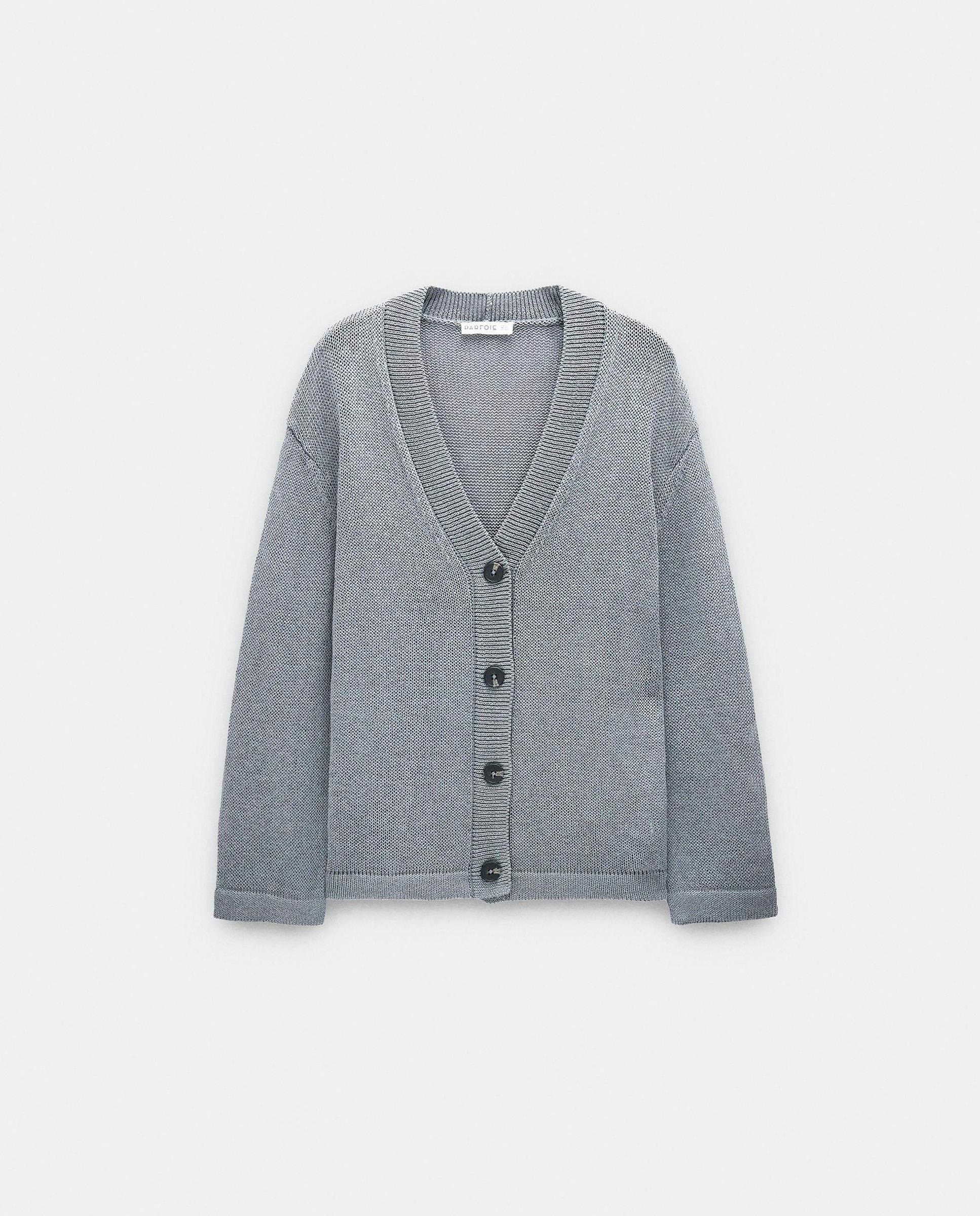 Cárdigan de mujer de punto semitransparente en liso - Parfois - Gris claro Gris claro-7