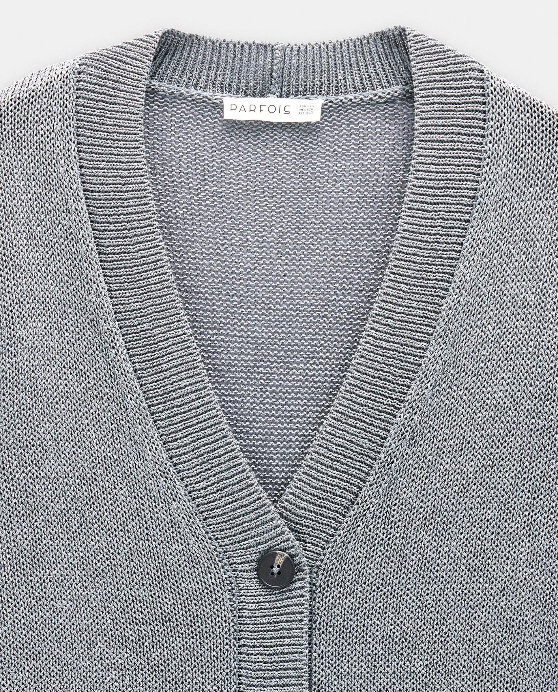 Cárdigan de mujer de punto semitransparente en liso - Parfois - Gris claro Gris claro-6
