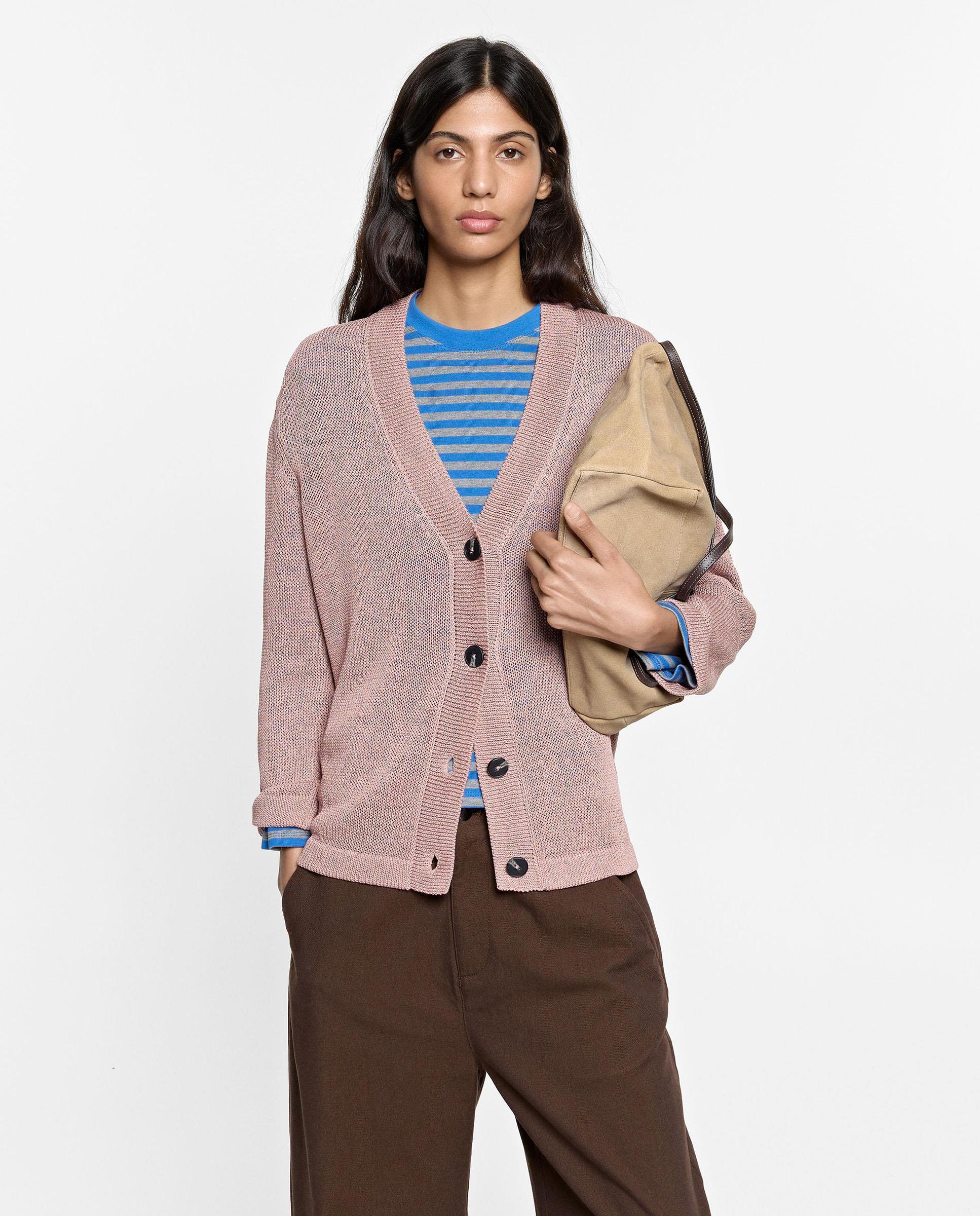 Cárdigan de mujer de punto semitransparente en liso - Parfois - Rosa Rosa-1