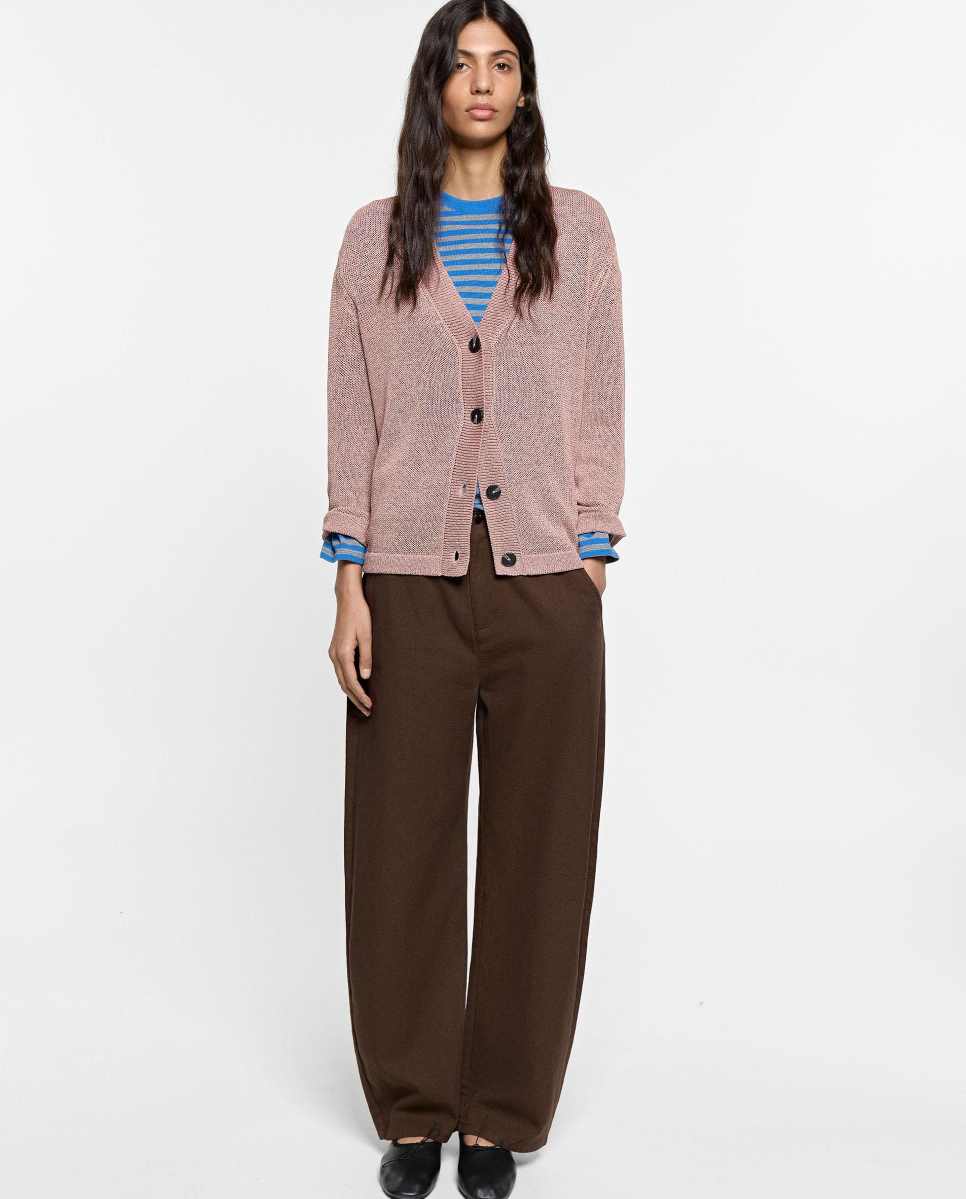 Cárdigan de mujer de punto semitransparente en liso - Parfois - Rosa Rosa-2