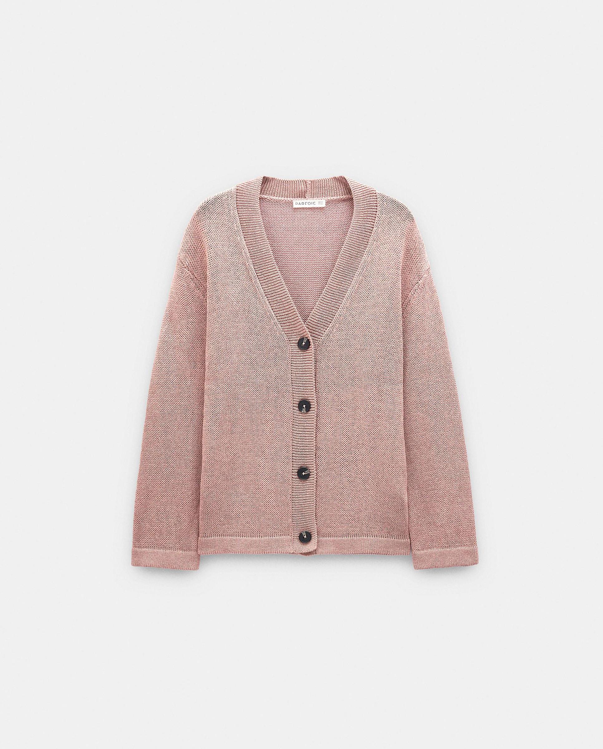 Cárdigan de mujer de punto semitransparente en liso - Parfois - Rosa Rosa-7
