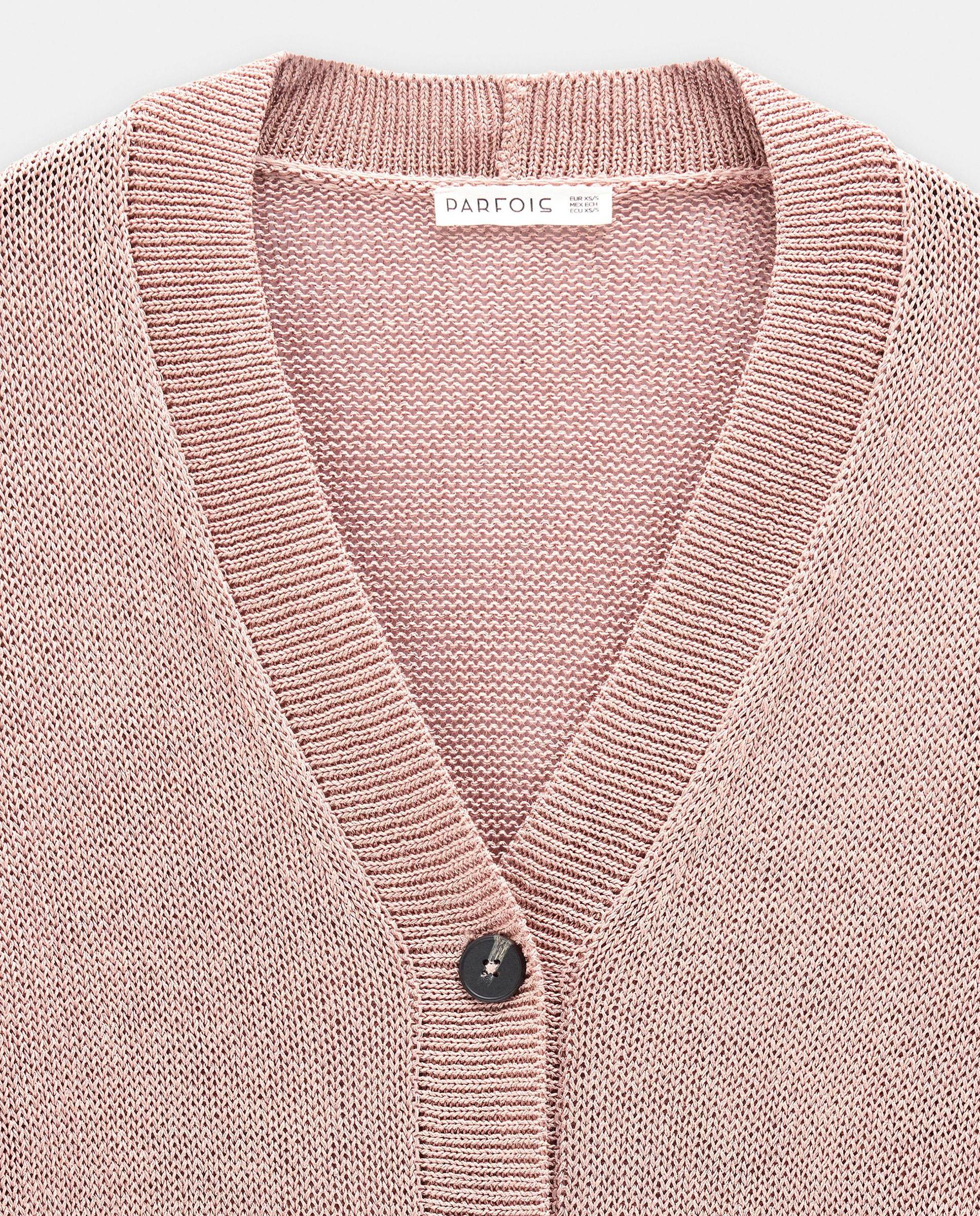 Cárdigan de mujer de punto semitransparente en liso - Parfois - Rosa Rosa-6