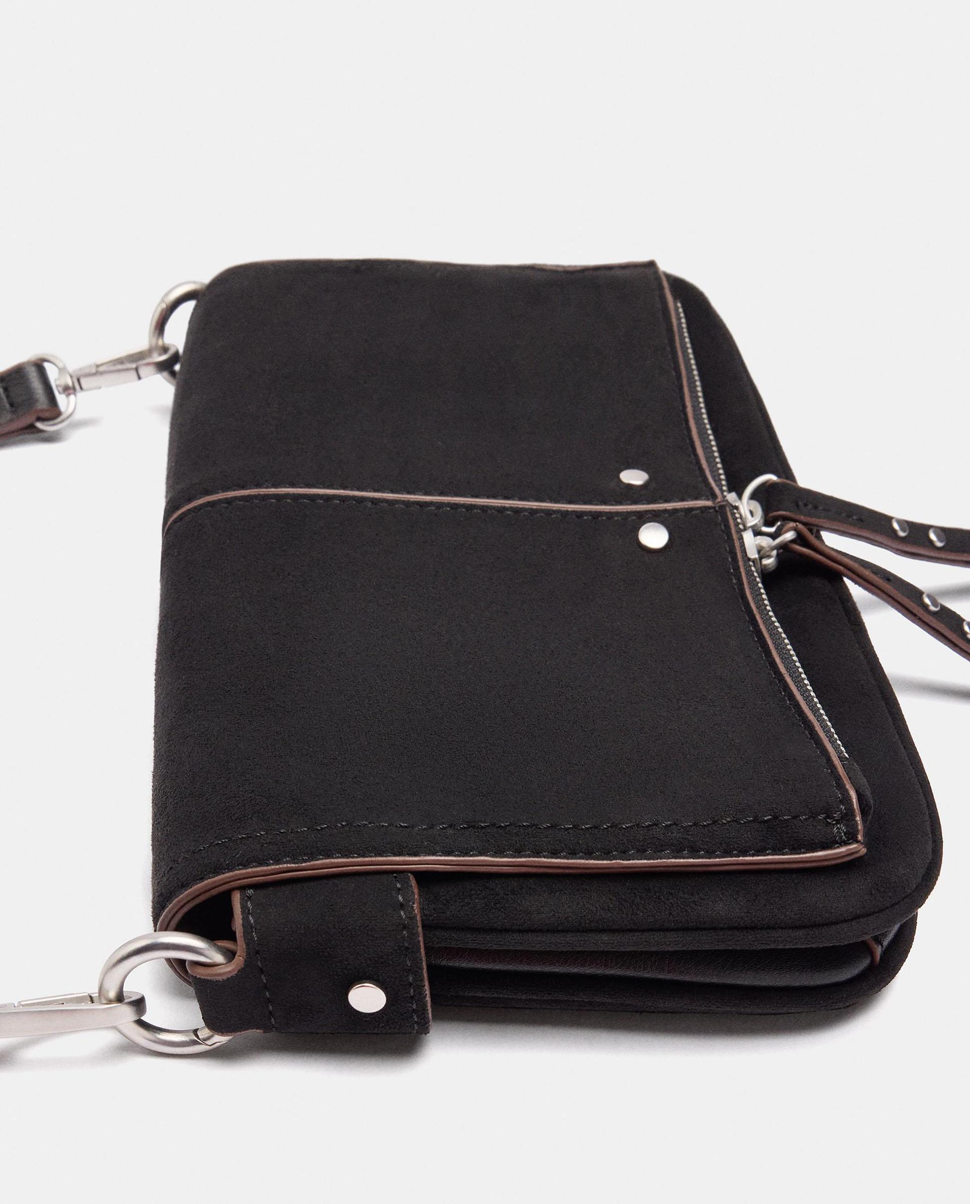 Bandolera de mujer con solapa y cierre imantado en liso - Parfois - Negro Negro-3