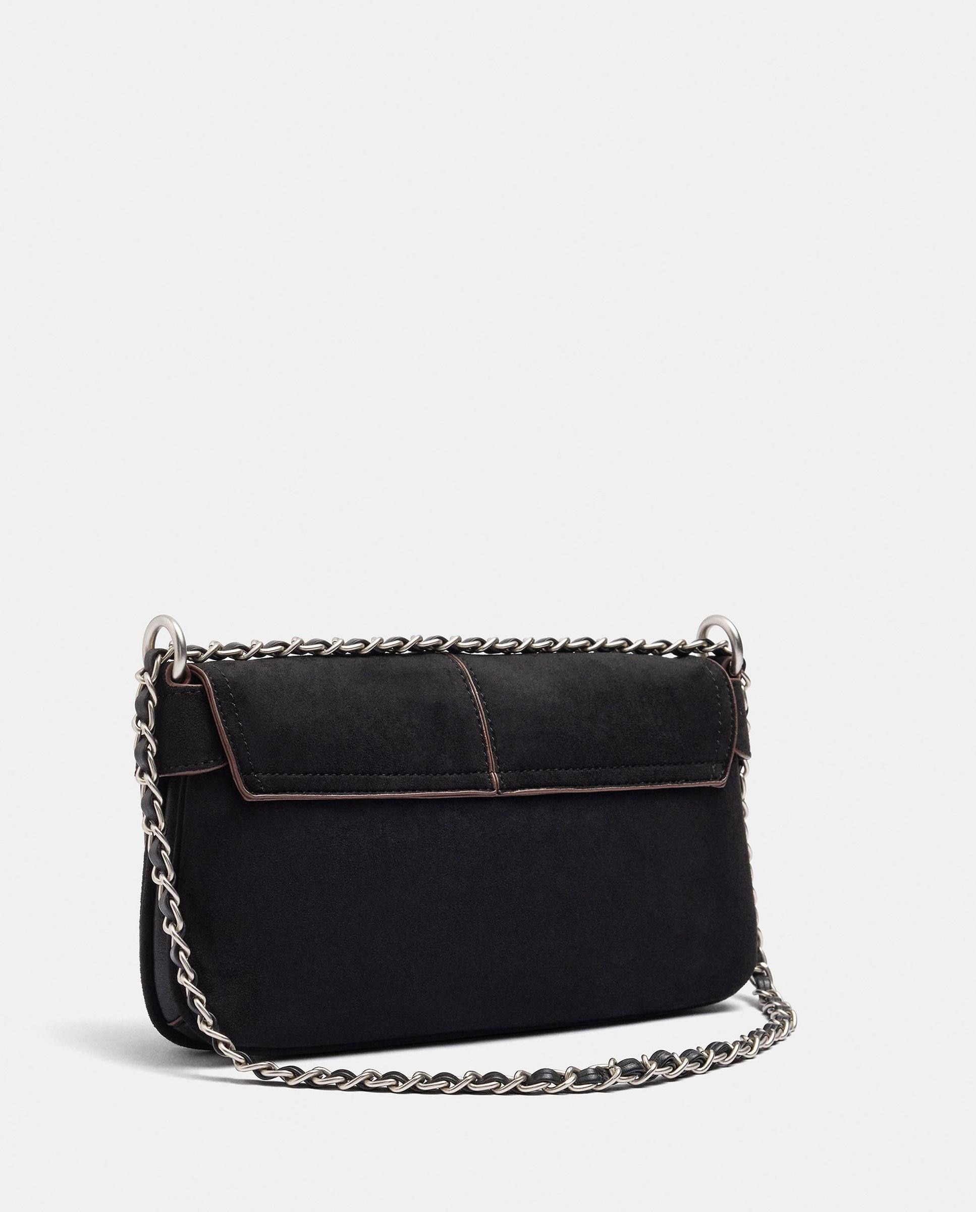 Bandolera de mujer con solapa y cierre imantado en liso - Parfois - Negro Negro-4