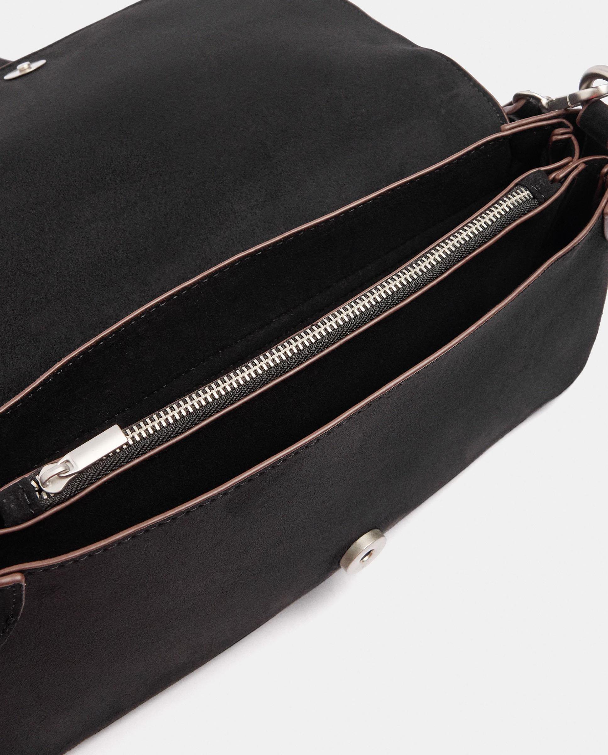 Bandolera de mujer con solapa y cierre imantado en liso - Parfois - Negro Negro-5