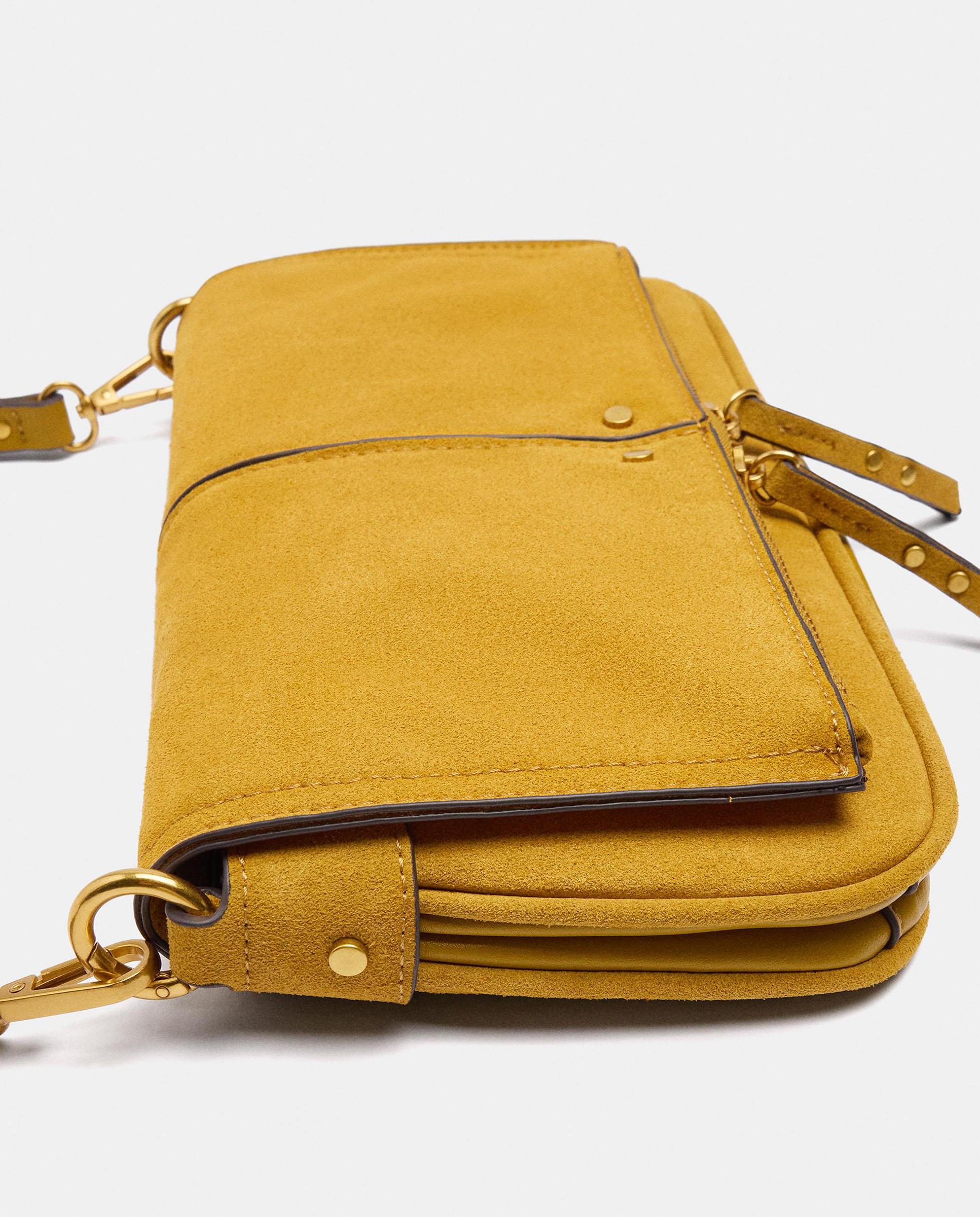 Bandolera de mujer con solapa y cierre imantado en liso - Parfois - Amarillo Amarillo-3
