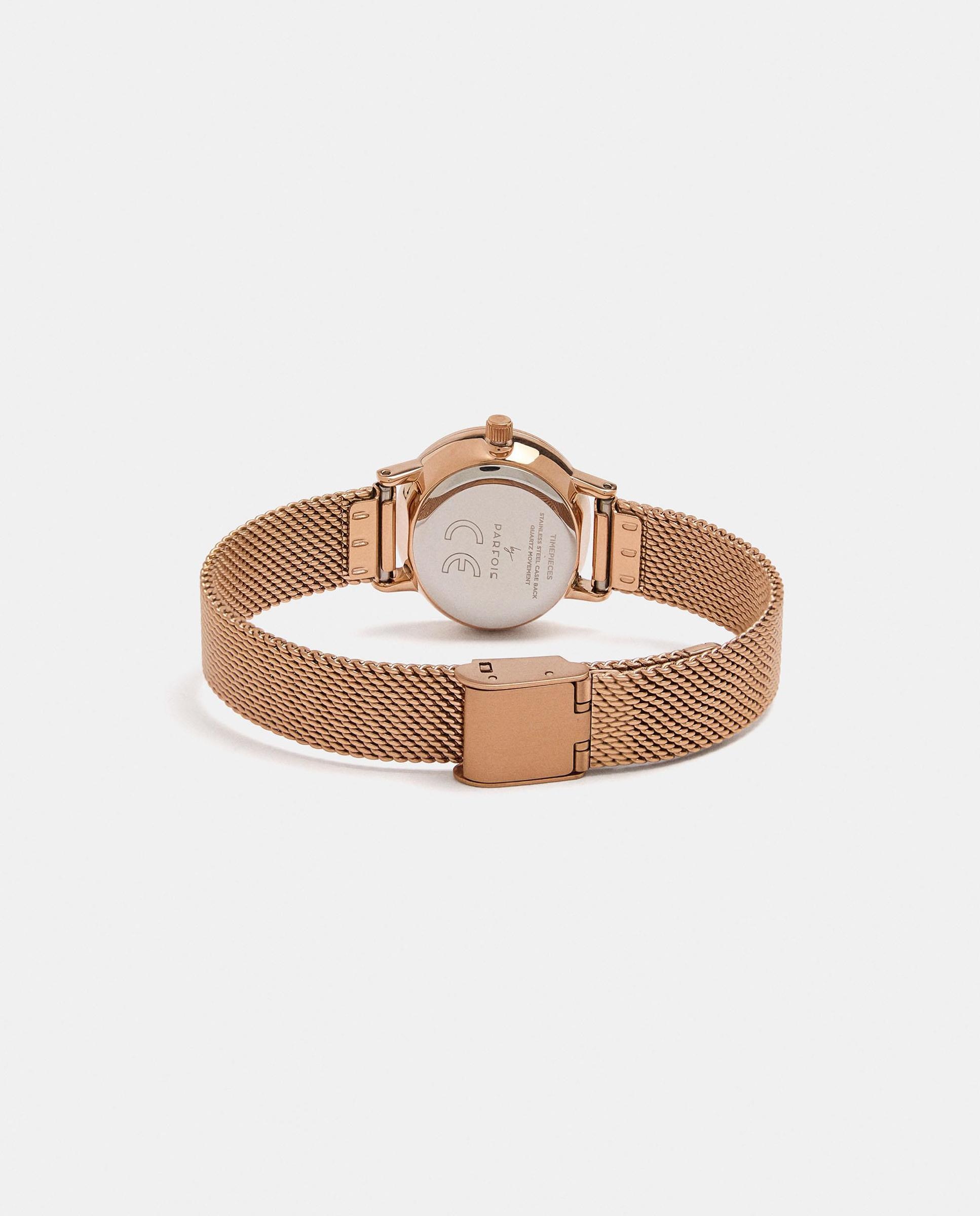 Reloj de mujer de acero inoxidable redondo en liso - Parfois - Dorado Dorado-3