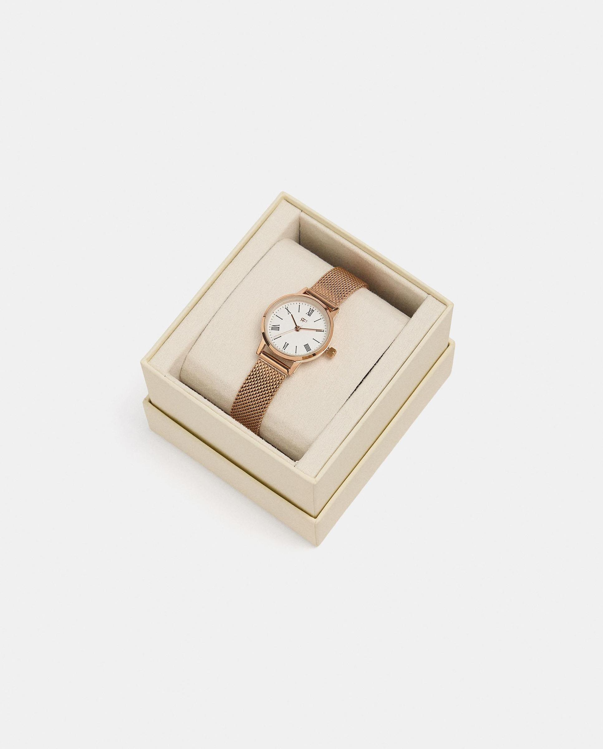 Reloj de mujer de acero inoxidable redondo en liso - Parfois - Dorado Dorado-4