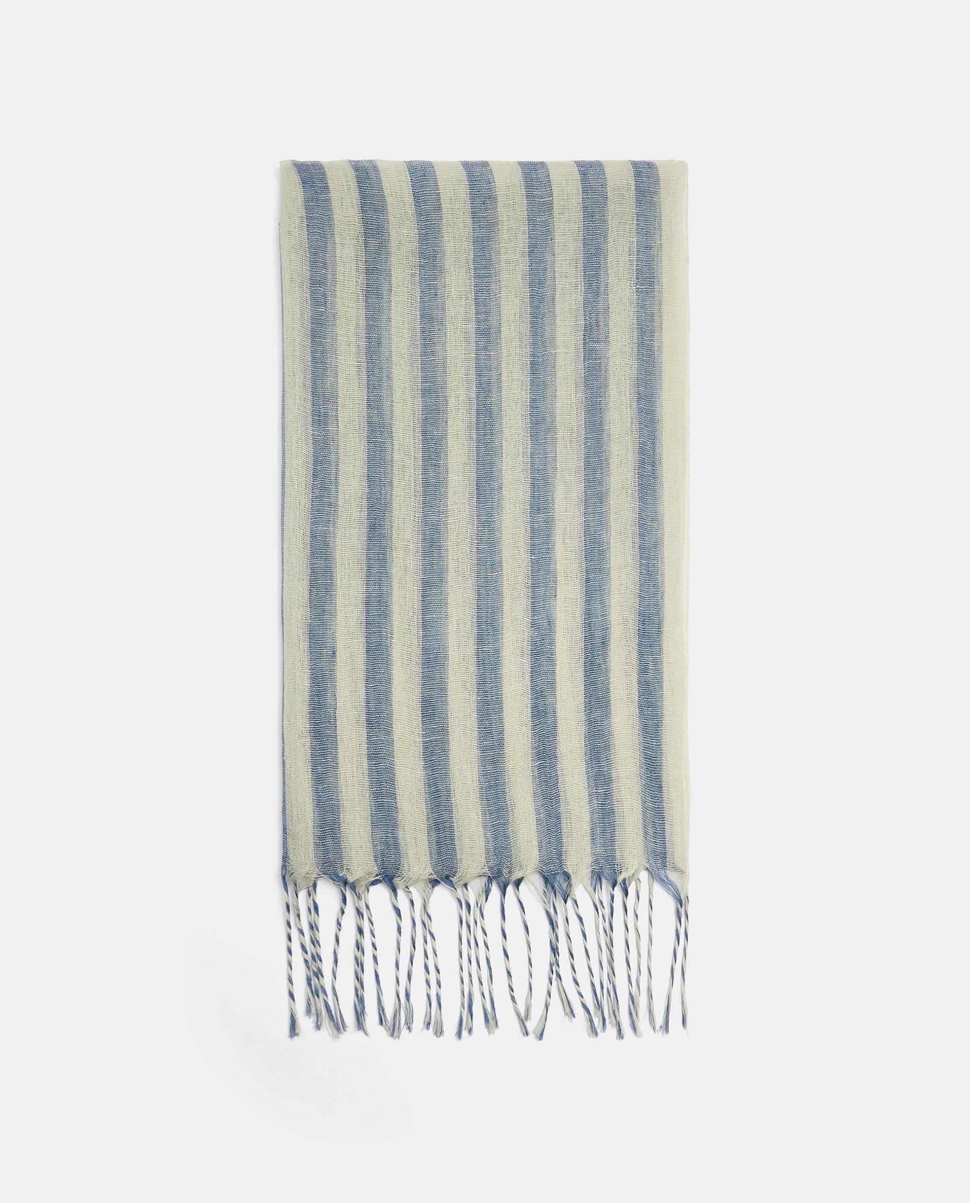 Pañuelo 100% lino con pespuntes y estampado de rayas - Parfois - Azul Azul-1