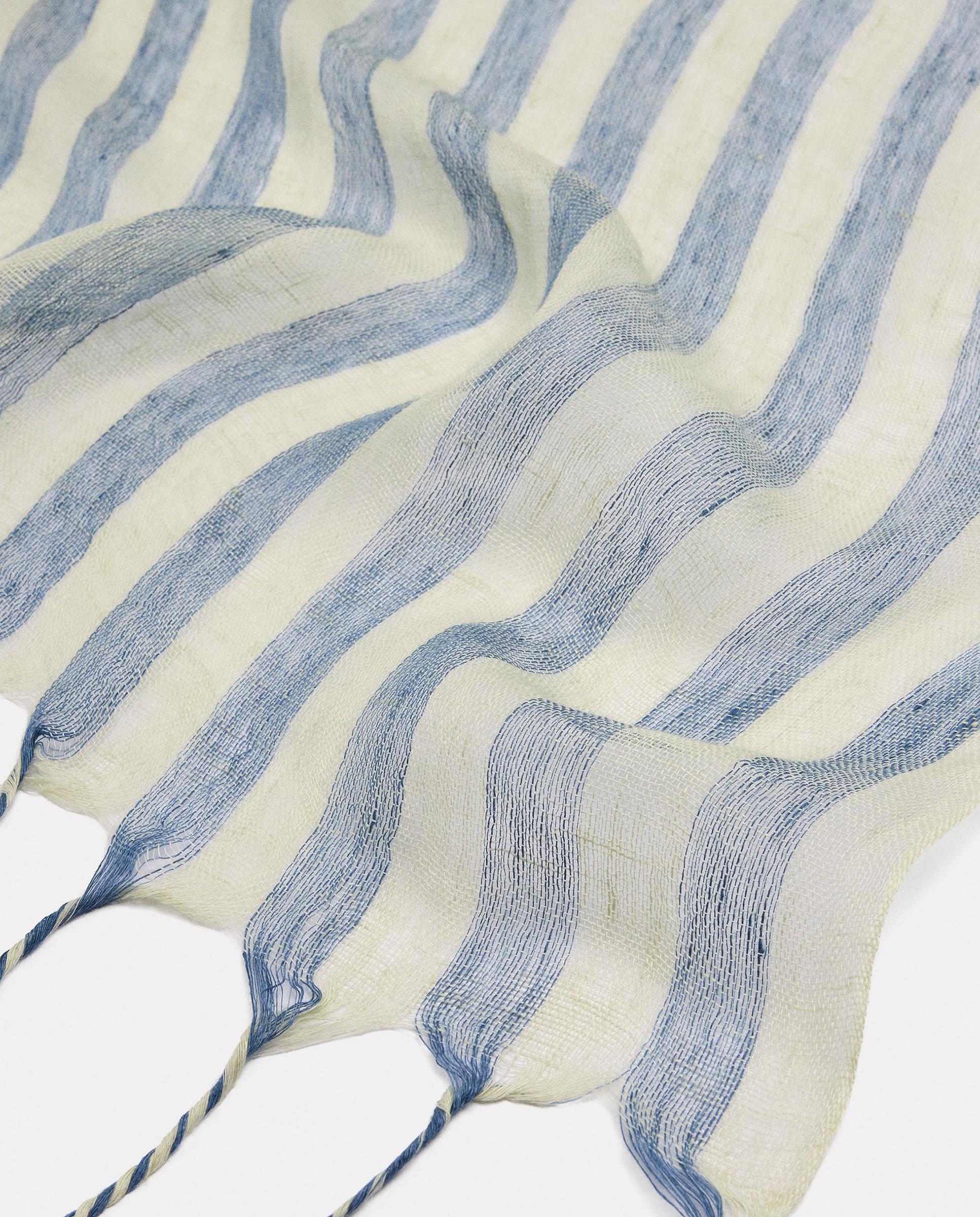 Pañuelo 100% lino con pespuntes y estampado de rayas - Parfois - Azul Azul-2