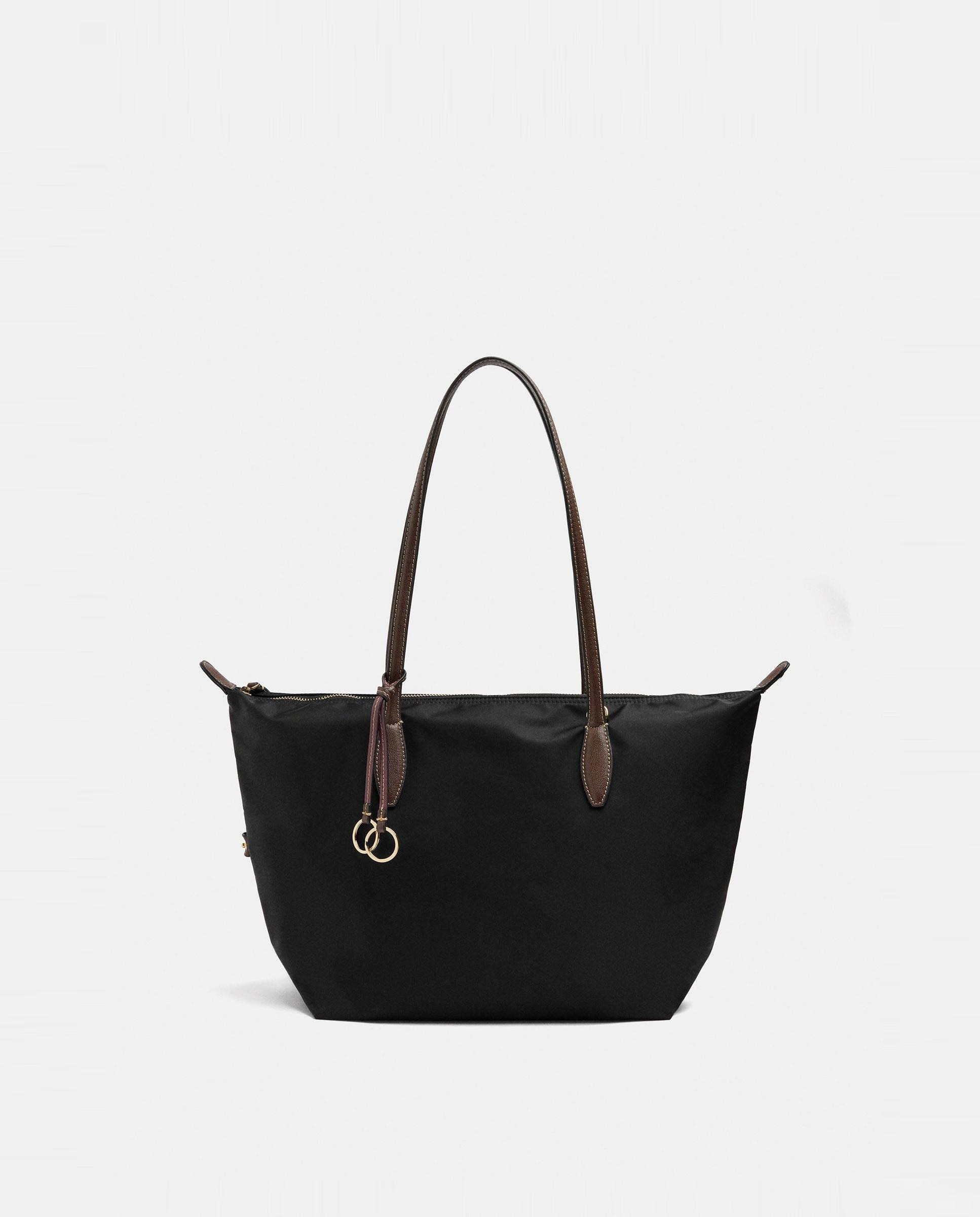 Bolso de hombro estilo portadocumentos con cierre de cremallera en liso - Parfois - Negro Negro-1