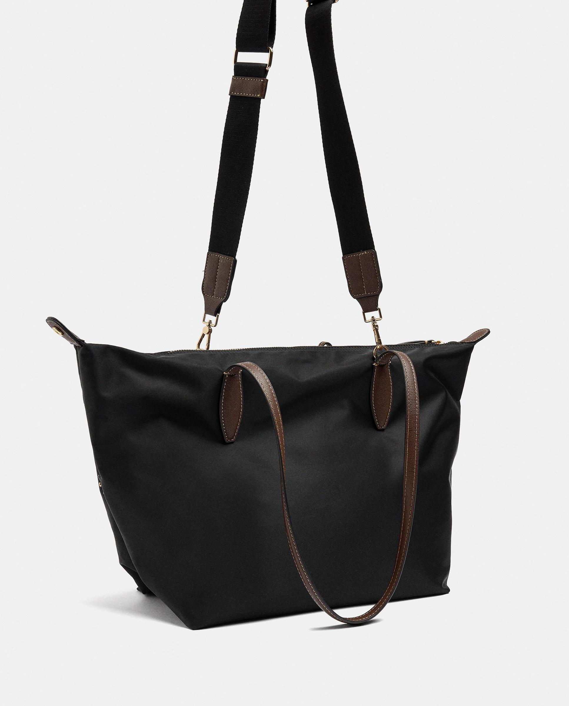 Bolso de hombro estilo portadocumentos con cierre de cremallera en liso - Parfois - Negro Negro-3