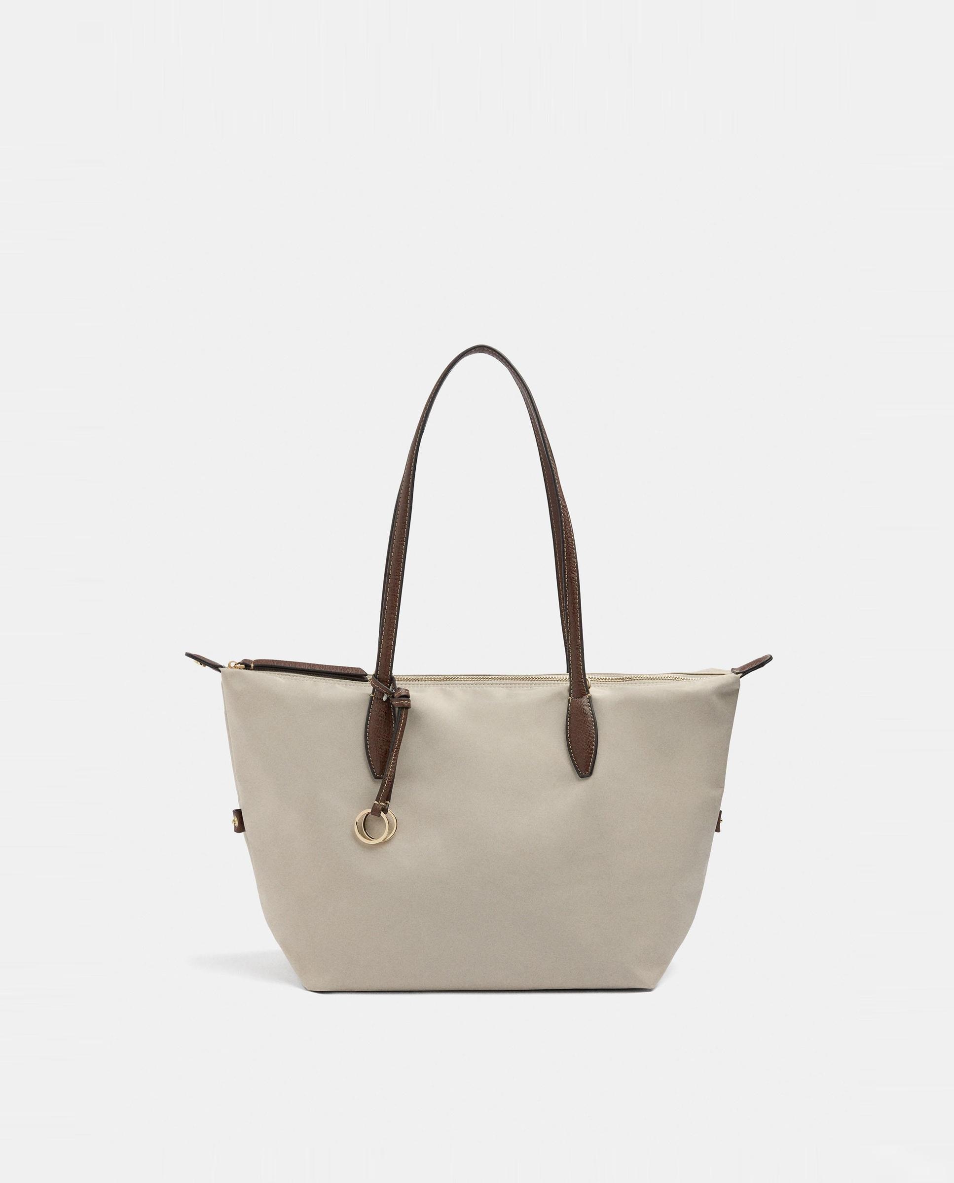 Bolso de hombro estilo portadocumentos con cierre de cremallera en liso - Parfois - Crudo Crudo-1