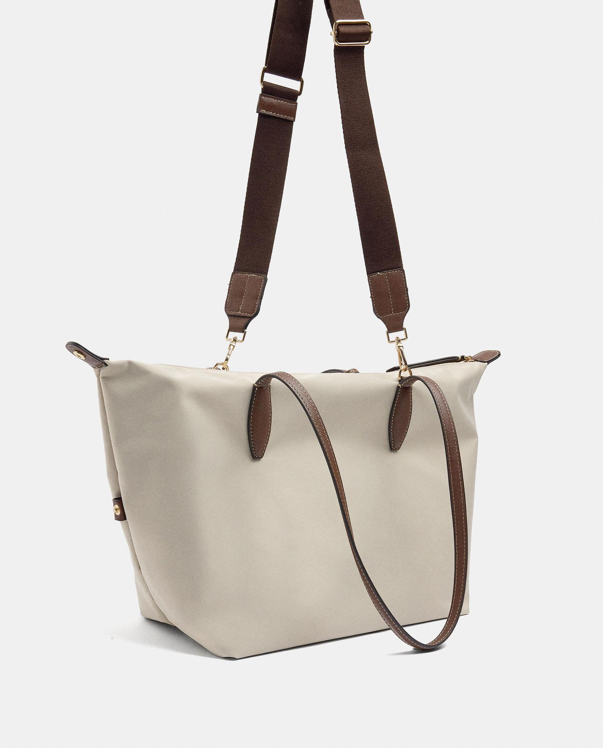 Bolso de hombro estilo portadocumentos con cierre de cremallera en liso - Parfois - Crudo Crudo-2