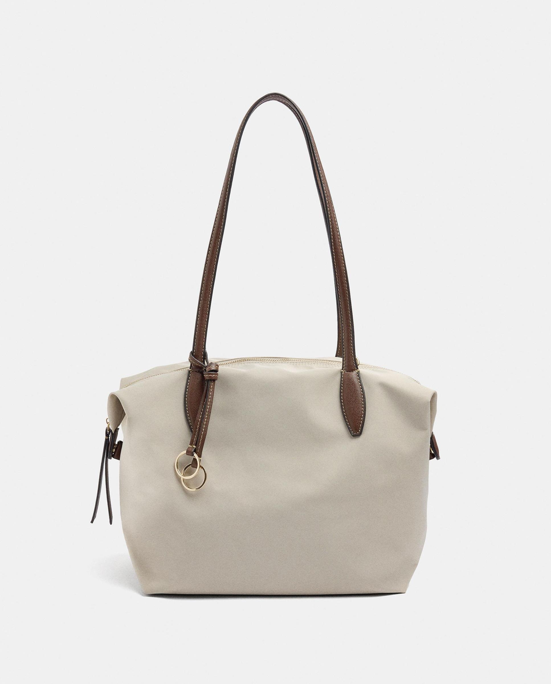 Bolso de hombro estilo portadocumentos con cierre de cremallera en liso - Parfois - Crudo Crudo-7