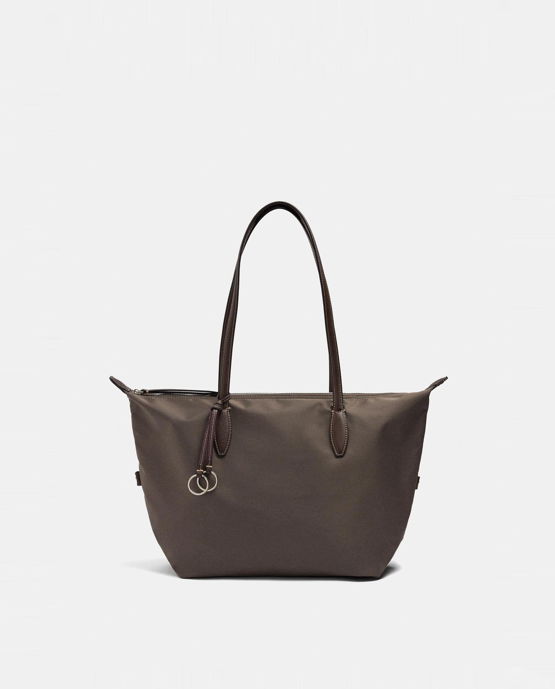 Bolso de hombro estilo portadocumentos con cierre de cremallera en liso - Parfois - Topo Topo-1