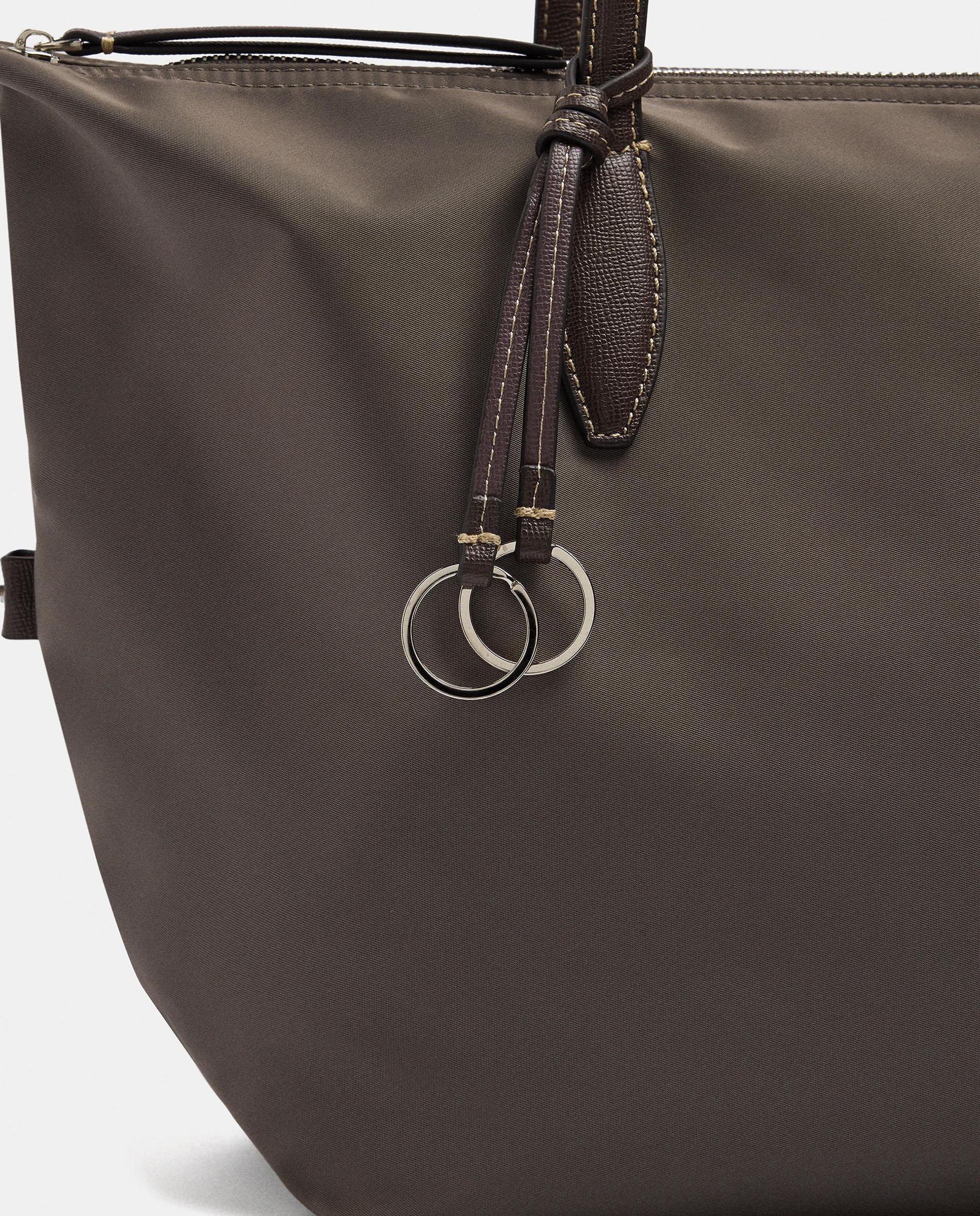 Bolso de hombro estilo portadocumentos con cierre de cremallera en liso - Parfois - Topo Topo-3