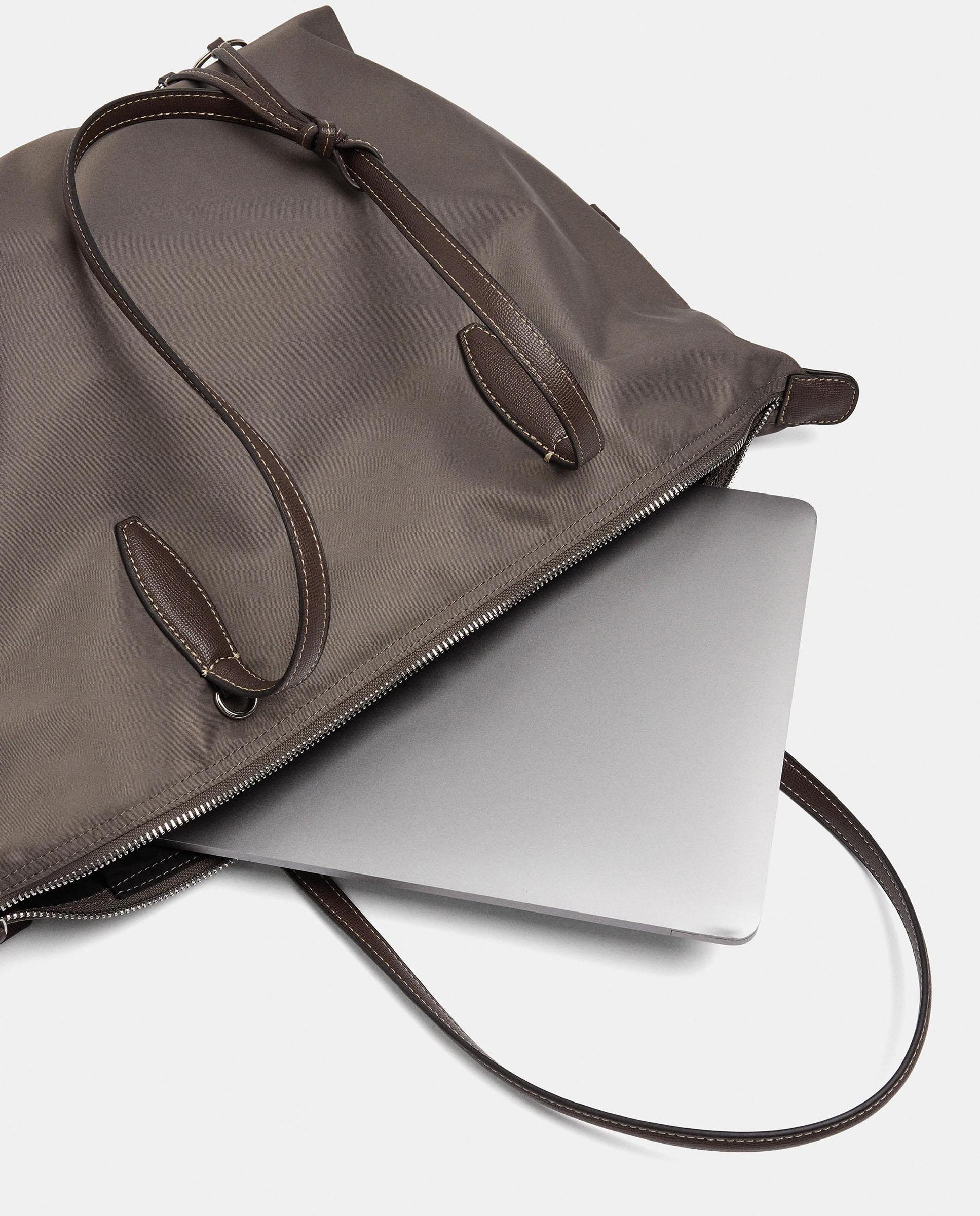 Bolso de hombro estilo portadocumentos con cierre de cremallera en liso - Parfois - Topo Topo-4