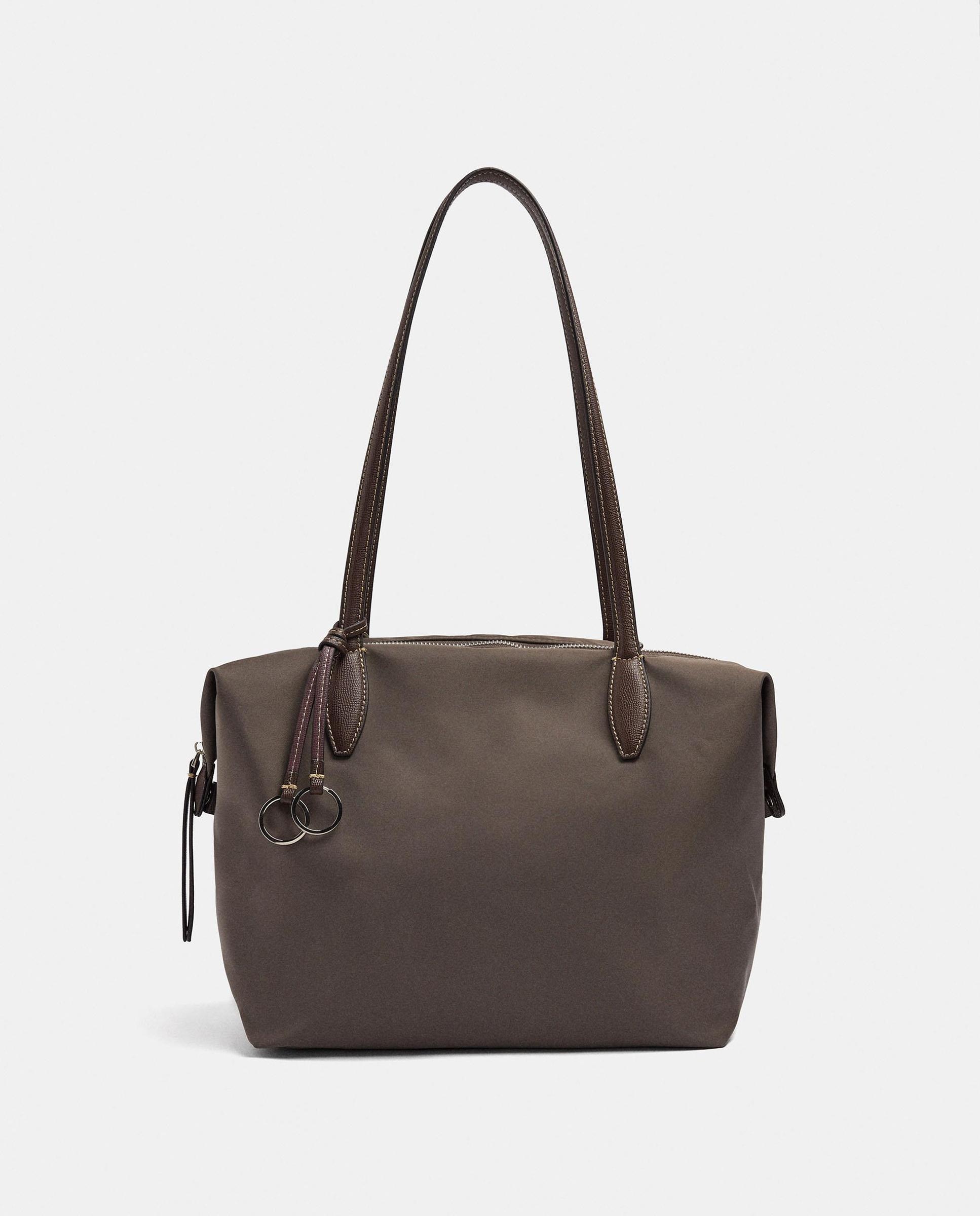 Bolso de hombro estilo portadocumentos con cierre de cremallera en liso - Parfois - Topo Topo-7
