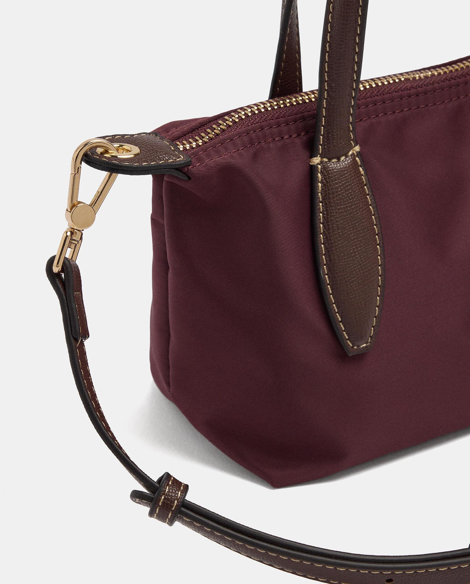 Bolso de mano estilo tote convertible a bandolera con cierre de cremallera en liso - Parfois - Burdeos Burdeos-3